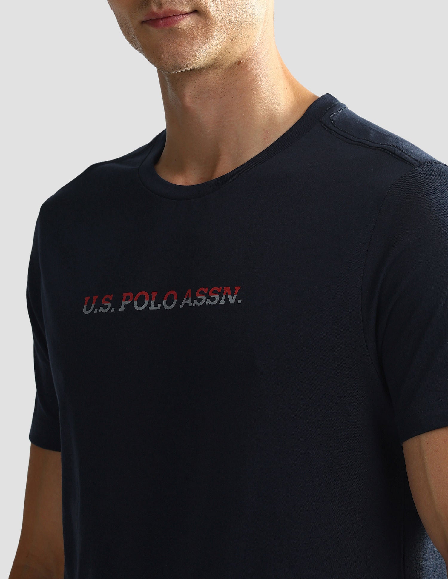 Brand Print Cotton OEE02 Lounge T-Shirt - Pack Of 2 Navy and Grey Mel - U.S. POLO ASSN. | Large