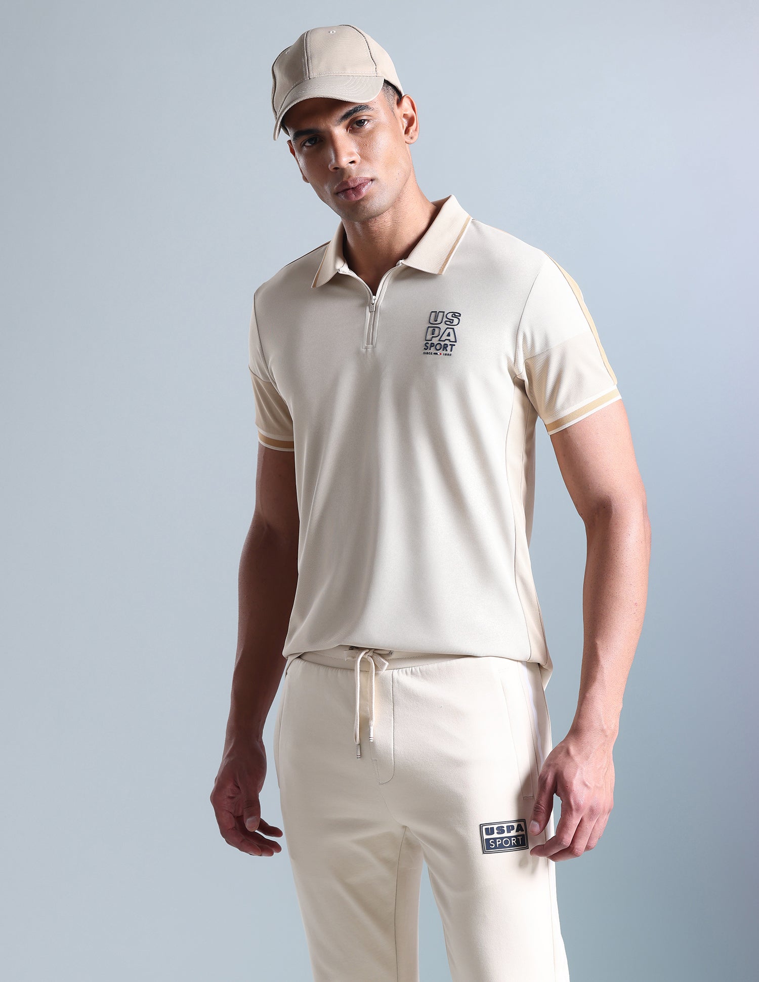 Tipped Collar Slim Fit Polo Shirt Beige - U.S. Polo Assn. India | Large