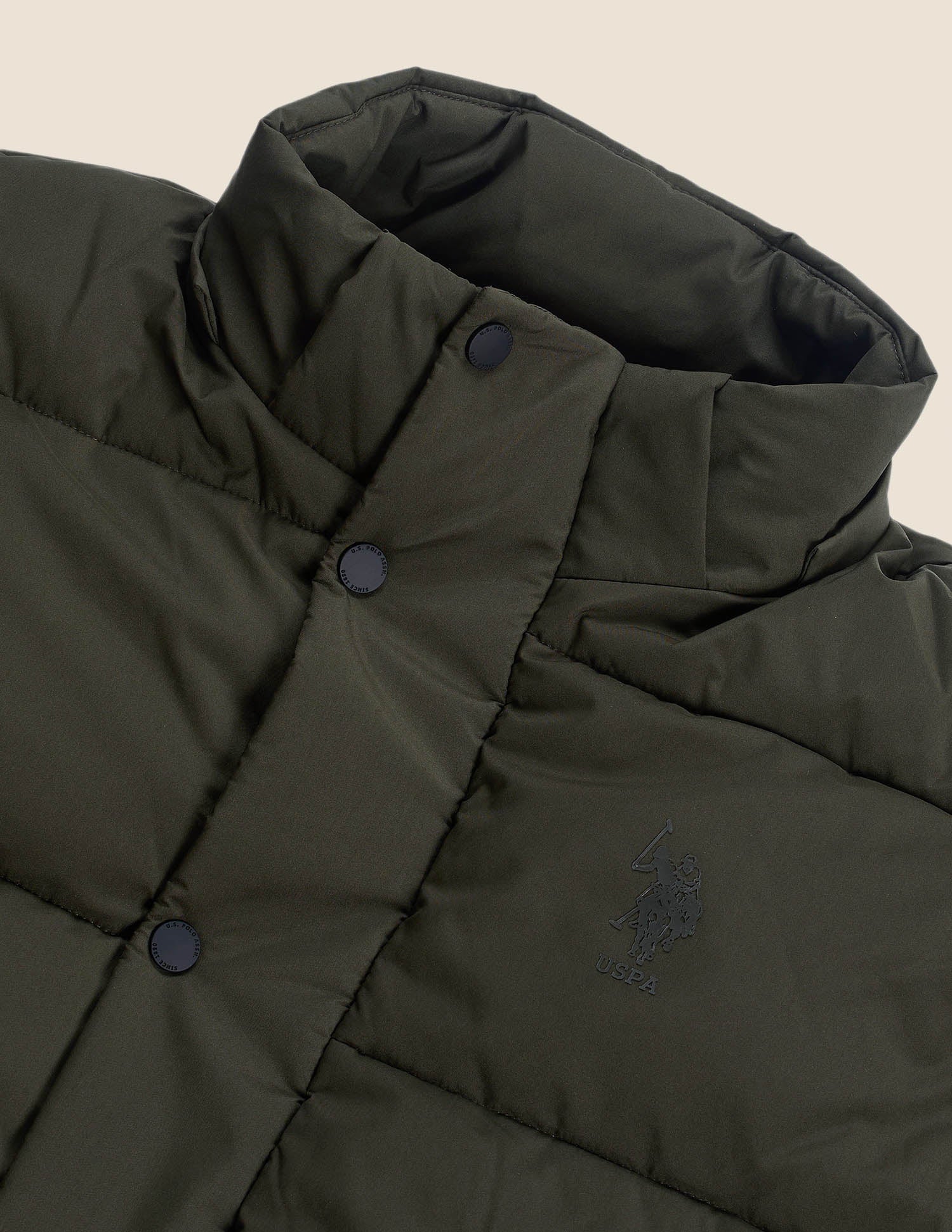 Hooded Regular Fit Puffer Jacket Dark Olive - U.S. POLO ASSN. | Large