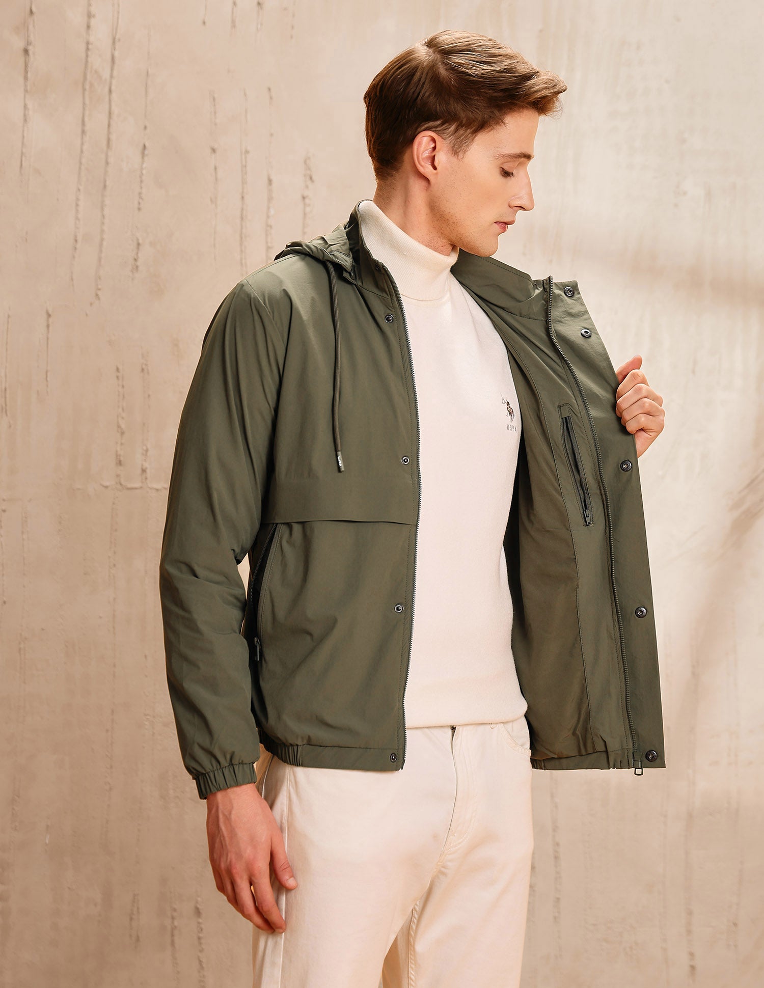 Detachable Hood Legend Of Horseshoe Jacket Olive - U.S. POLO ASSN. | Large