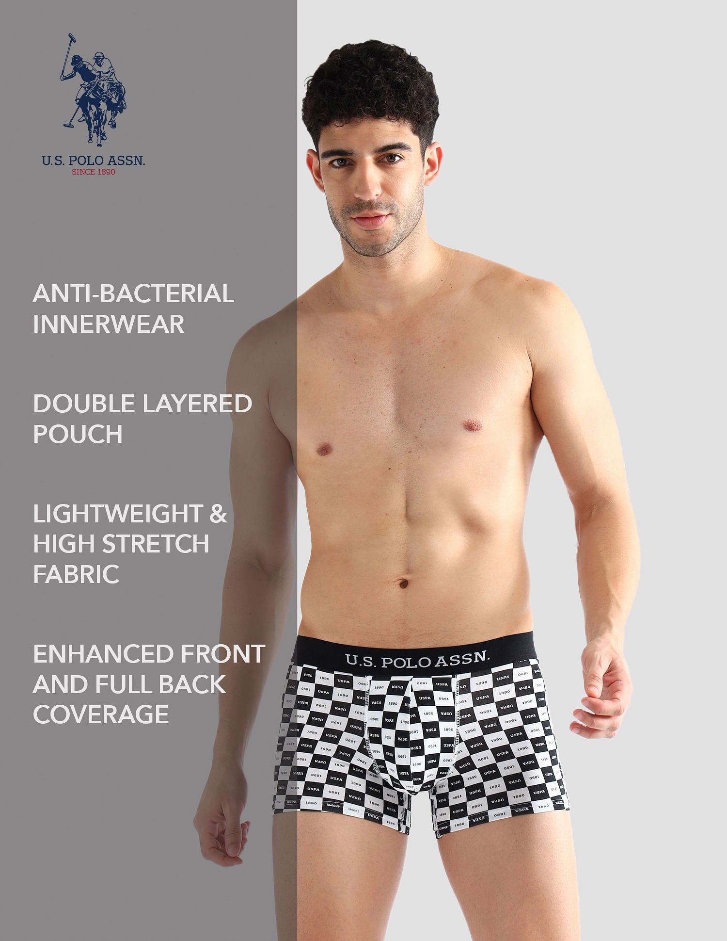 Elasticized Waist Solid OET14 Trunks - Pack Of 3 Navy, Light Blue and White - U.S. POLO ASSN. | Large