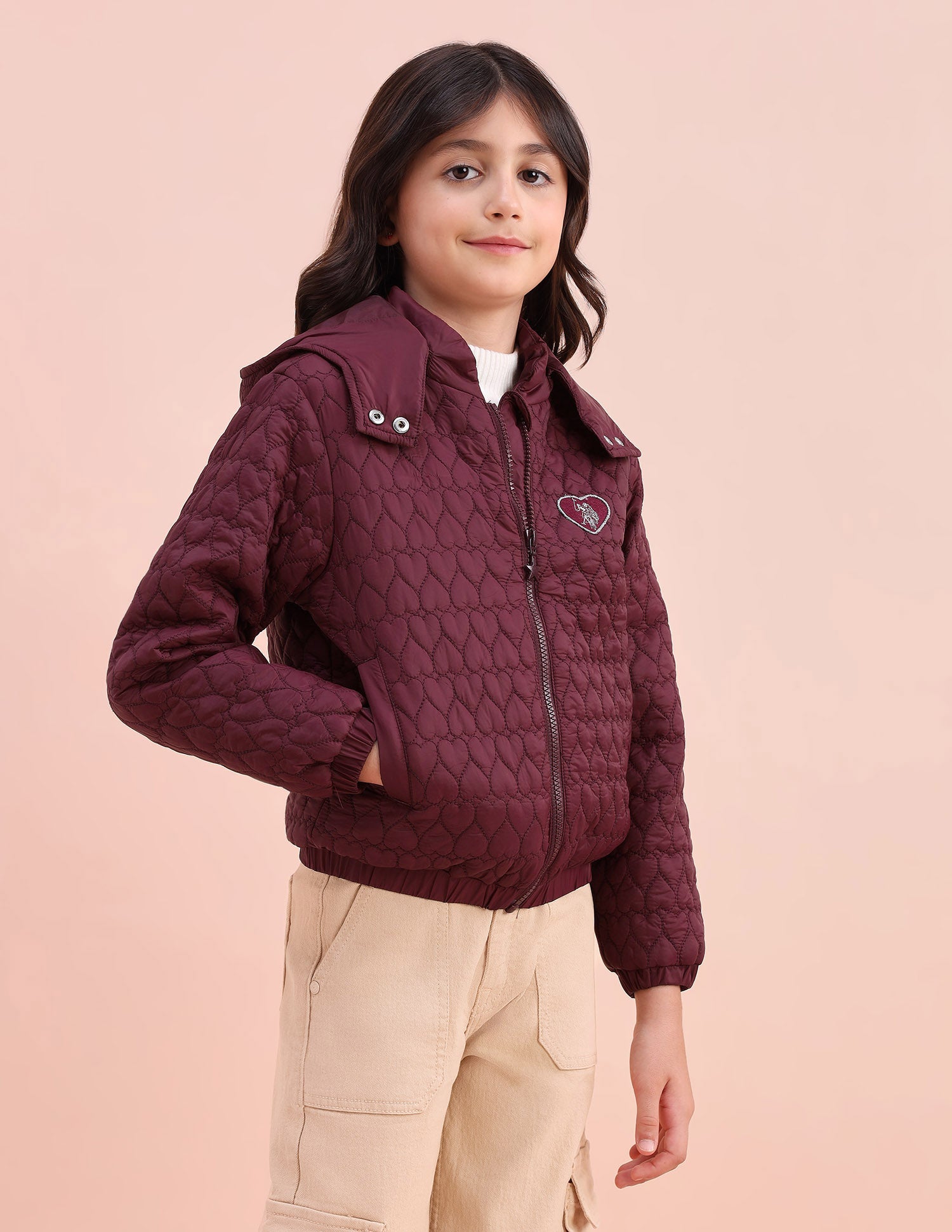 Heart Quilted Regular Fit Jacket Cherry - U.S. POLO ASSN. | Large