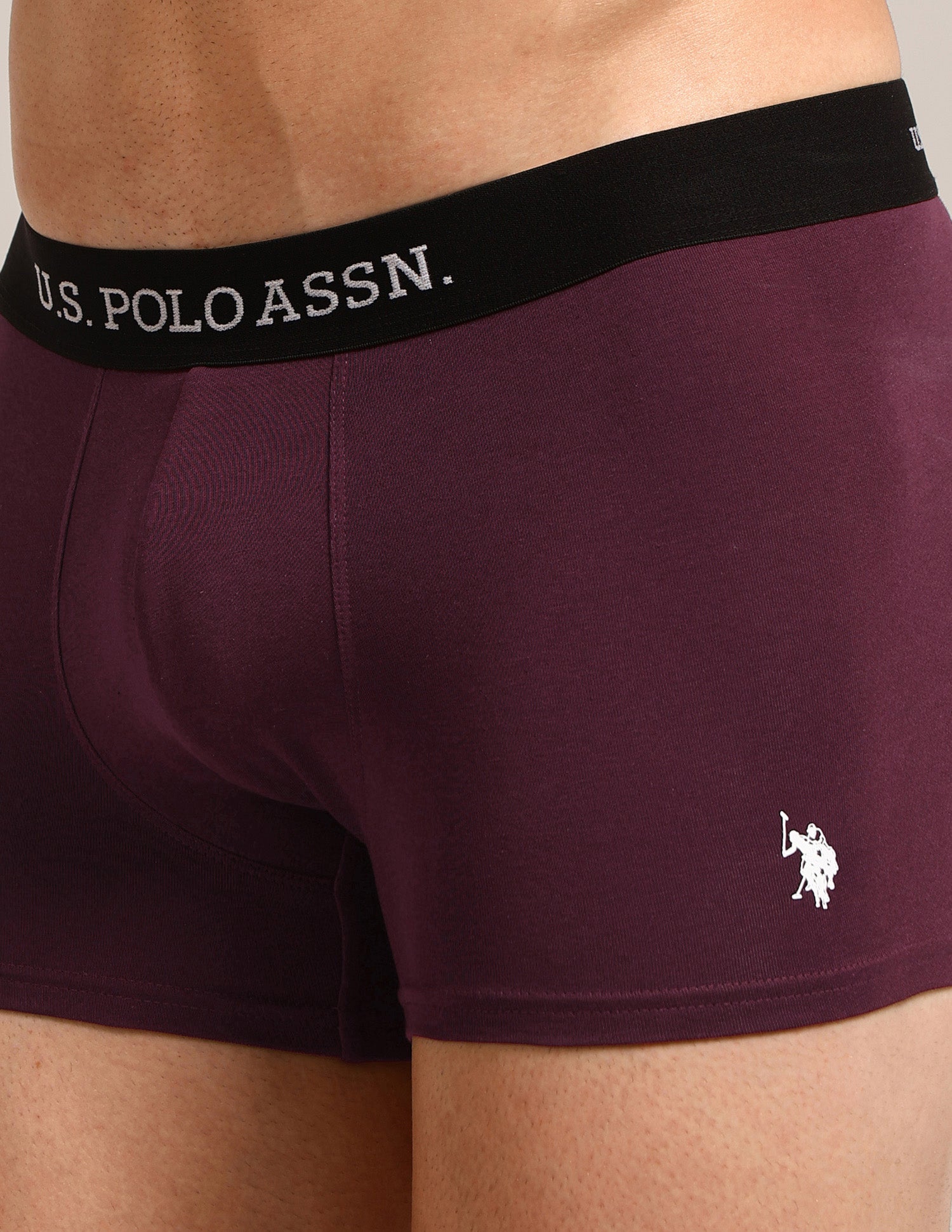 Anti Microbial Solid OET13 Trunks - Pack Of 5 Navy, Burgandy, Black, Rust & Blue - U.S. Polo Assn. India | Large