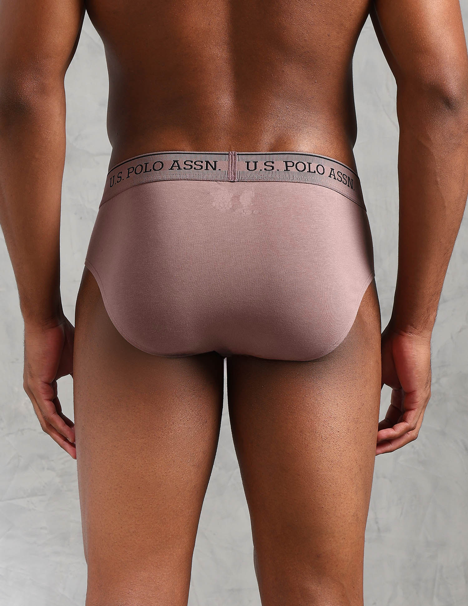 Solid Low Rise OEB15 Briefs - Pack Of 3 Stone Blue, Granite Green and Antler - U.S. POLO ASSN. | Large