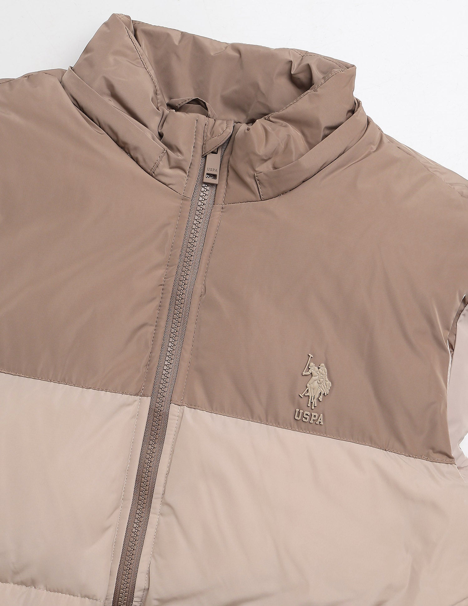 Detachable Hood Colour Blocked Jacket Beige - U.S. POLO ASSN. | Large