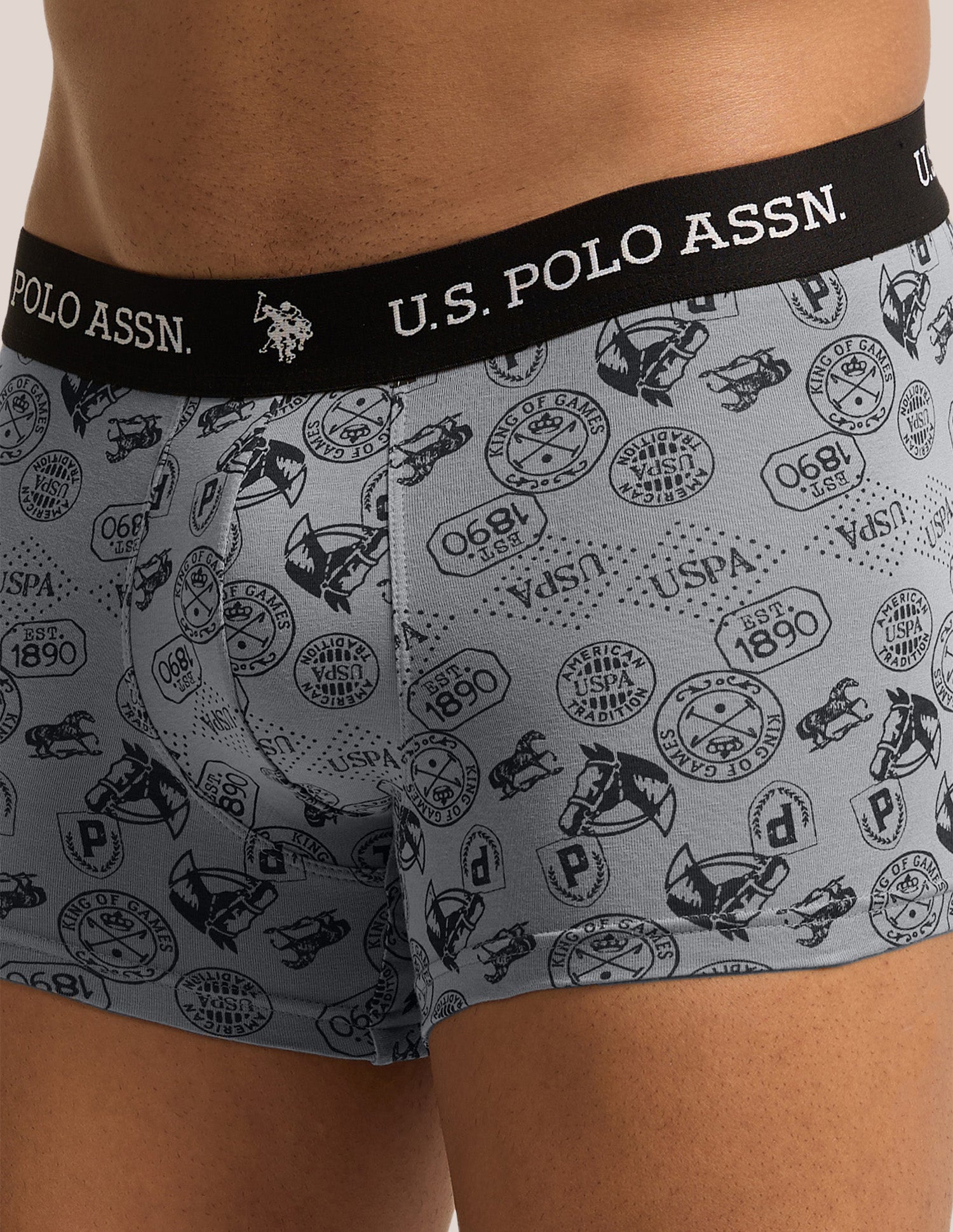 All Day Breathable OET26 Trunks - Pack of 3 Grey|Black|Grey - U.S. Polo Assn. India | Large