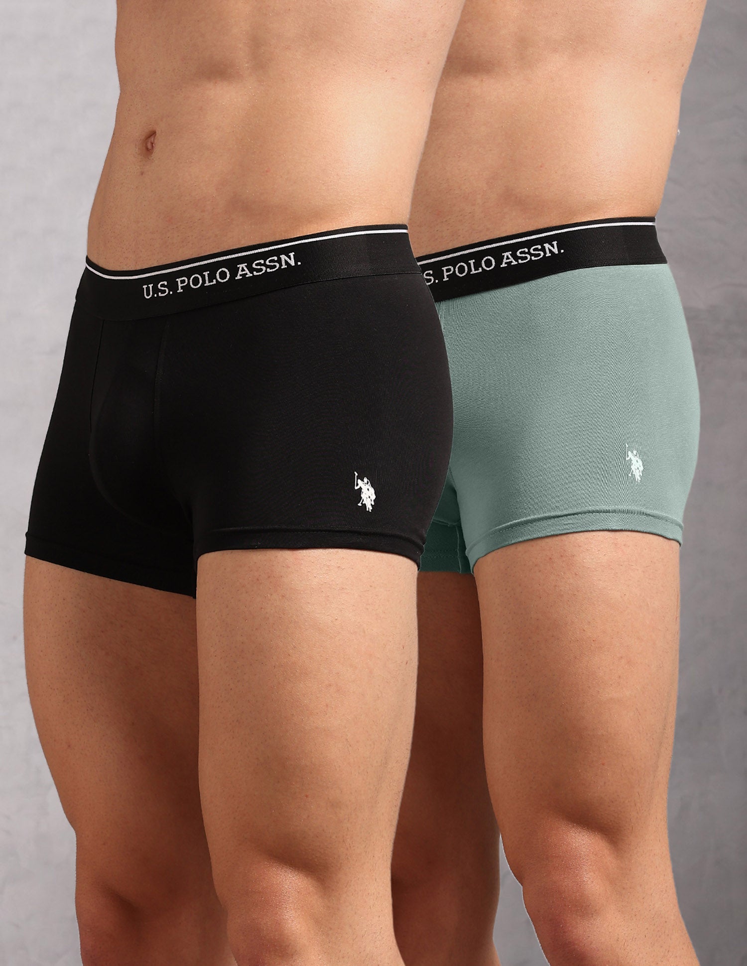 Cotton Stretch Breathable OET18 Trunks - Pack Of 2 Uspa Black and Chinon Green - U.S. POLO ASSN. | Large