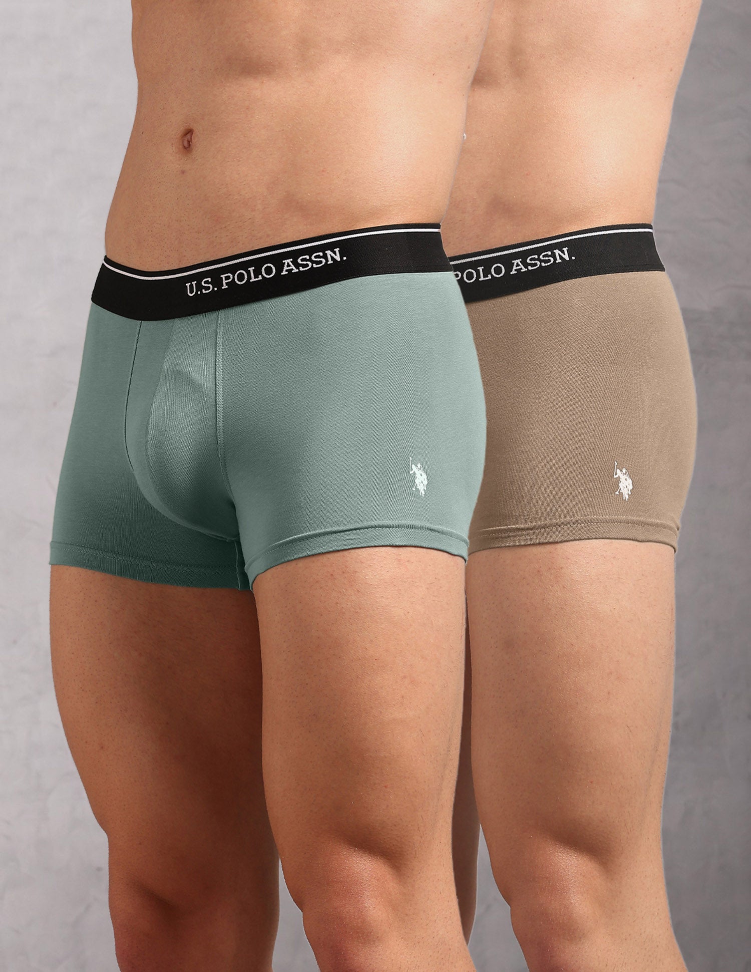 Cotton Stretch Breathable OET18 Trunks - Pack Of 2 Coca Creme and Chinon Green - U.S. POLO ASSN. | Large
