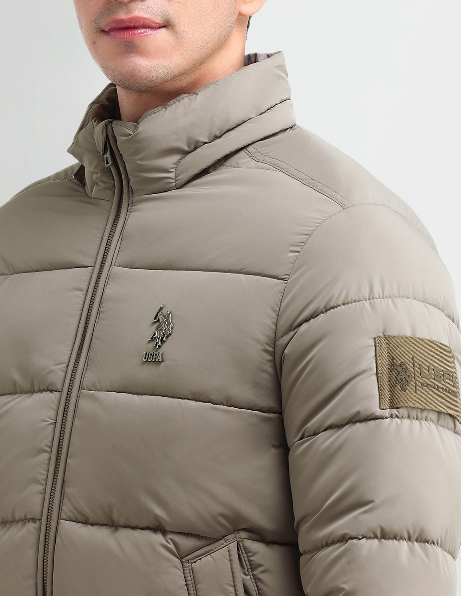 Regular Fit Solid Puffer Jackets Mousse - U.S. POLO ASSN. | Large