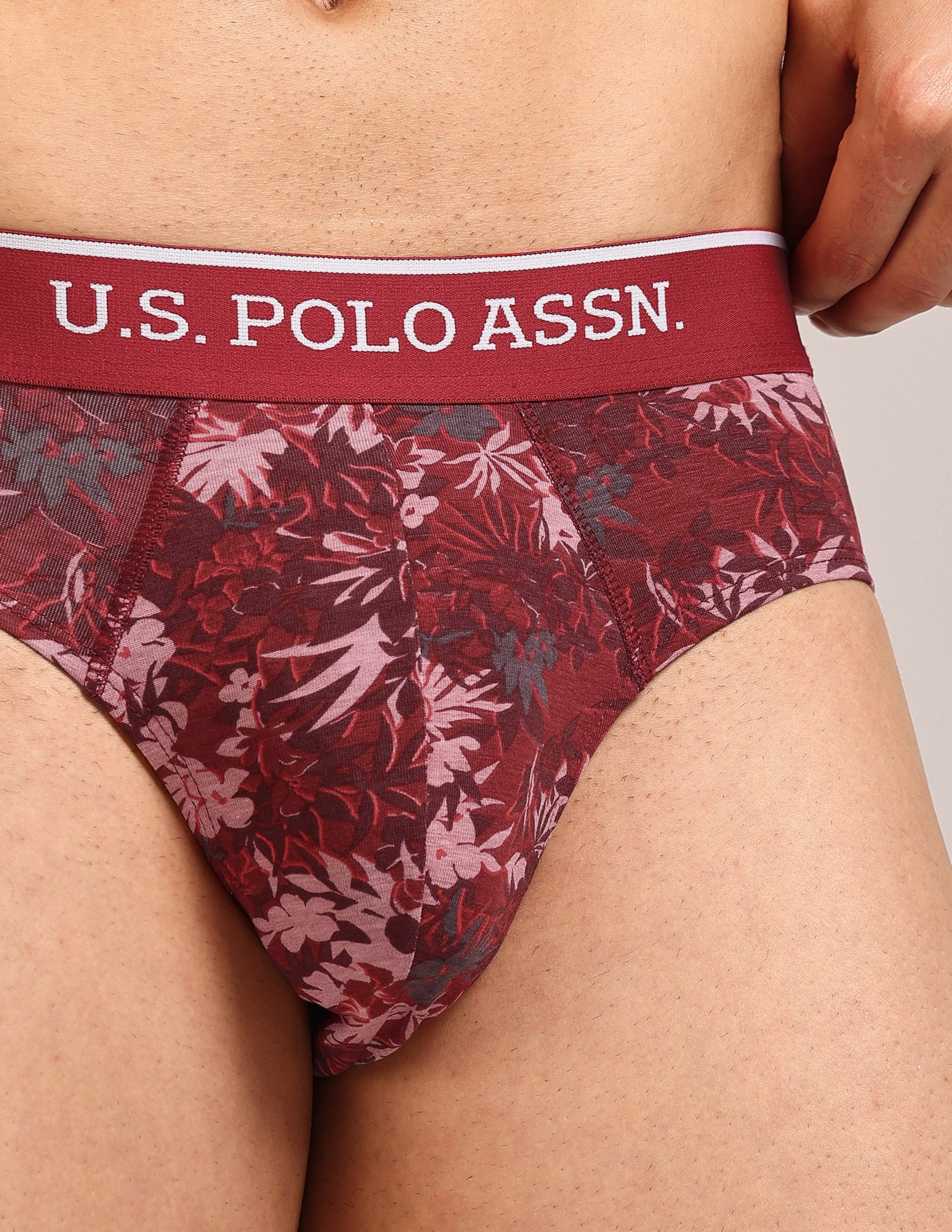 Abrasion Free Printed OEB24 Briefs - Pack Of 3 Blue, Red, Grey - U.S. Polo Assn. India | Large