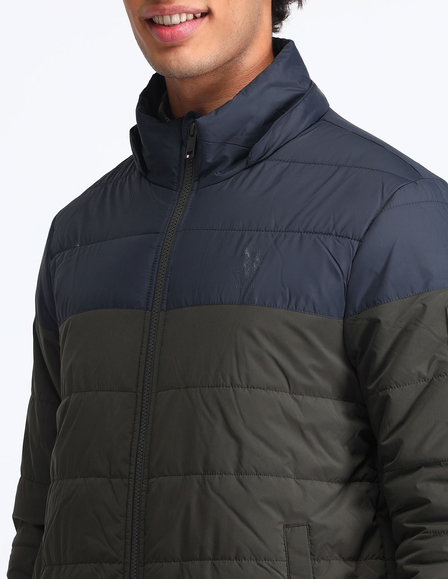 Regular Fit Colourblocked Padded Jacket Navy - U.S. Polo Assn. India | Large