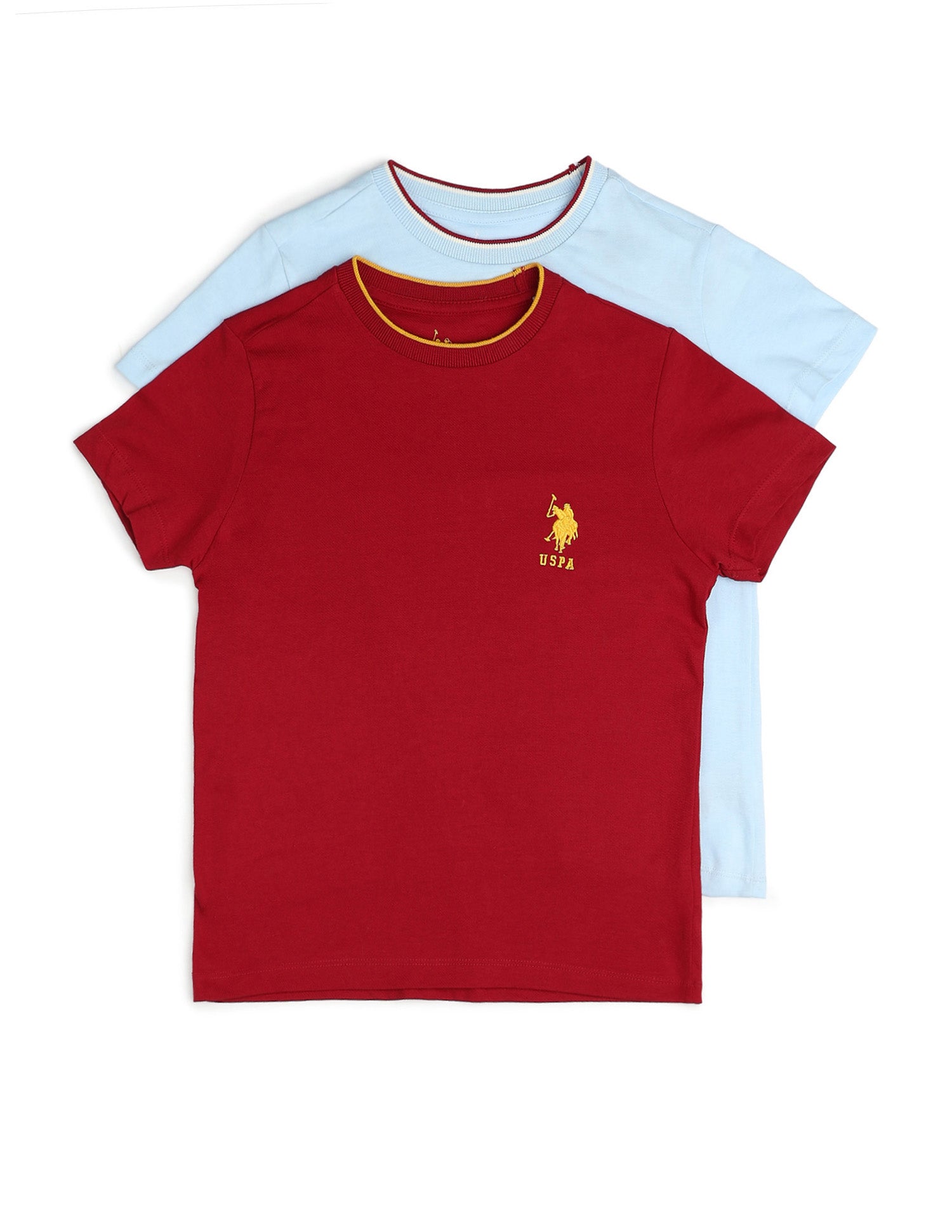 Boys Solid Regular Fit T-Shirt - Pack Of 2 Red and Blue - U.S. POLO ASSN. | Large