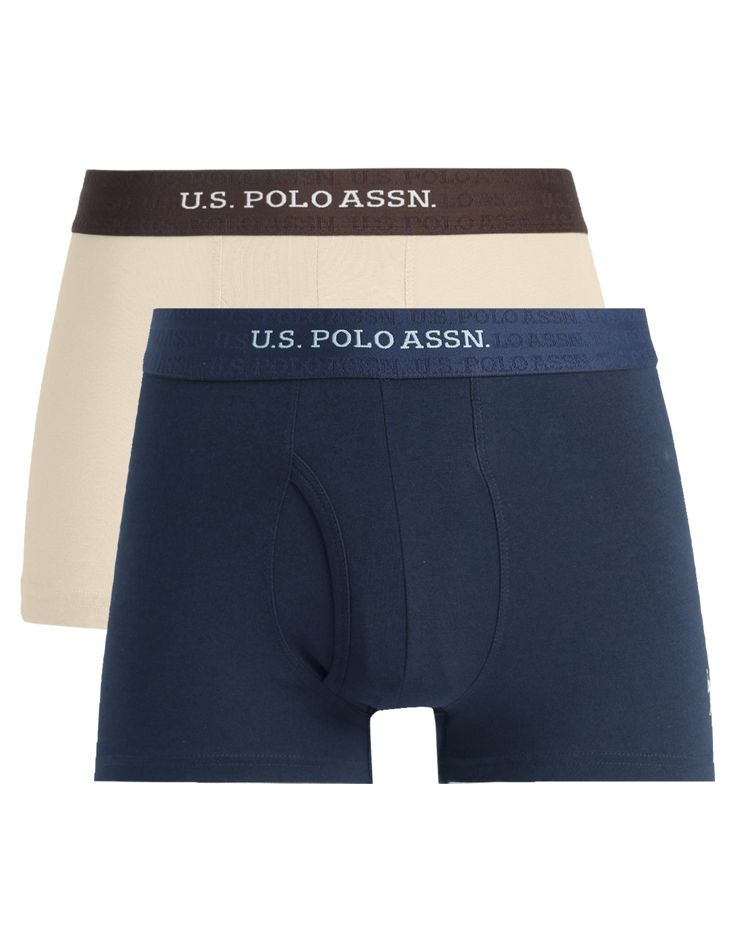 Cotton Stretch Antimicrobial OET21 Trunk - Pack Of 2 Oatmeal/Navy - U.S. Polo Assn. India | Large