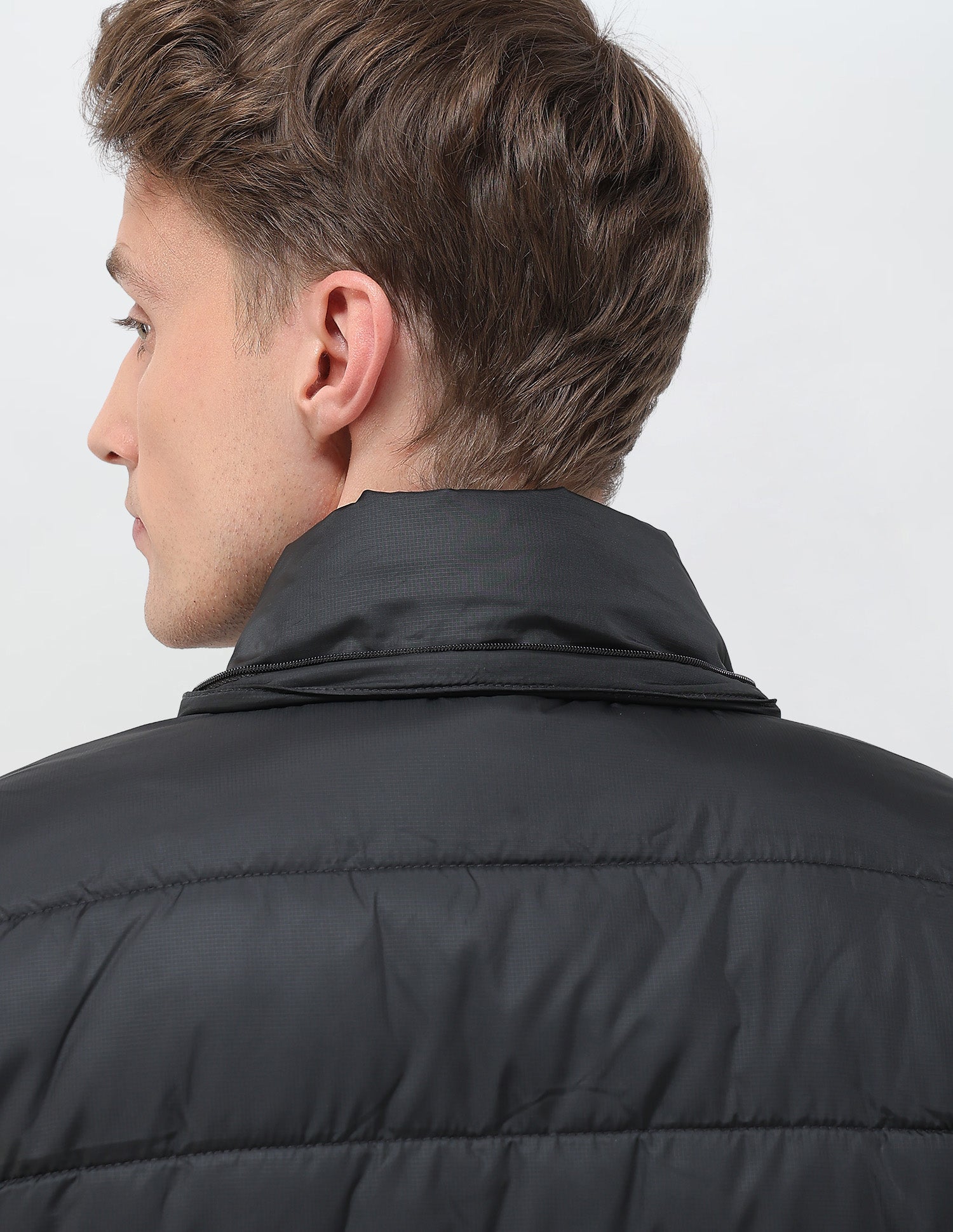 Regular Fit Solid Puffer Jacket Black - U.S. Polo Assn. India | Large