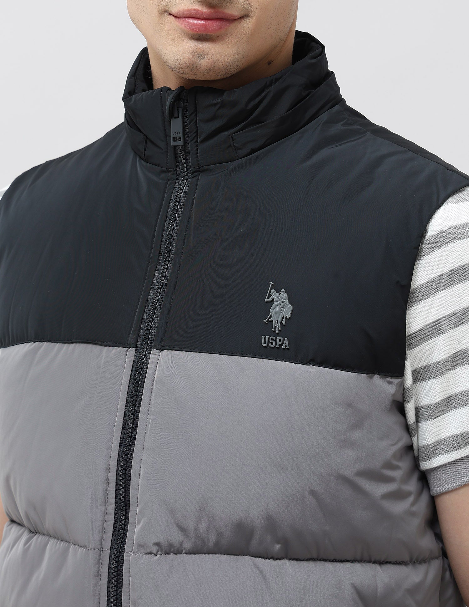 Detachable Hood Colour Blocked Jacket Black - U.S. POLO ASSN. | Large