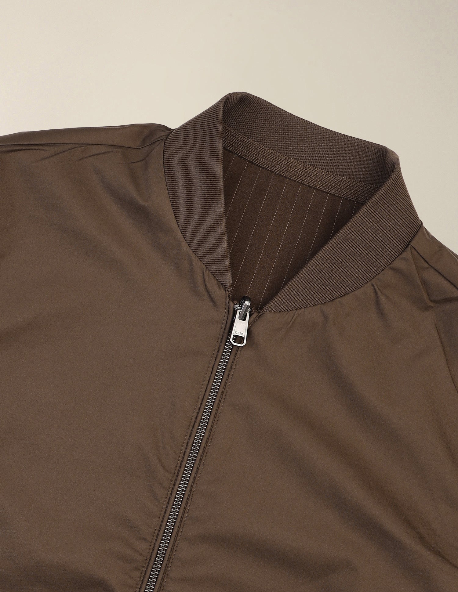 Vertical Striped Regular Fit Bomber Jacket Brown - U.S. Polo Assn. India | Large