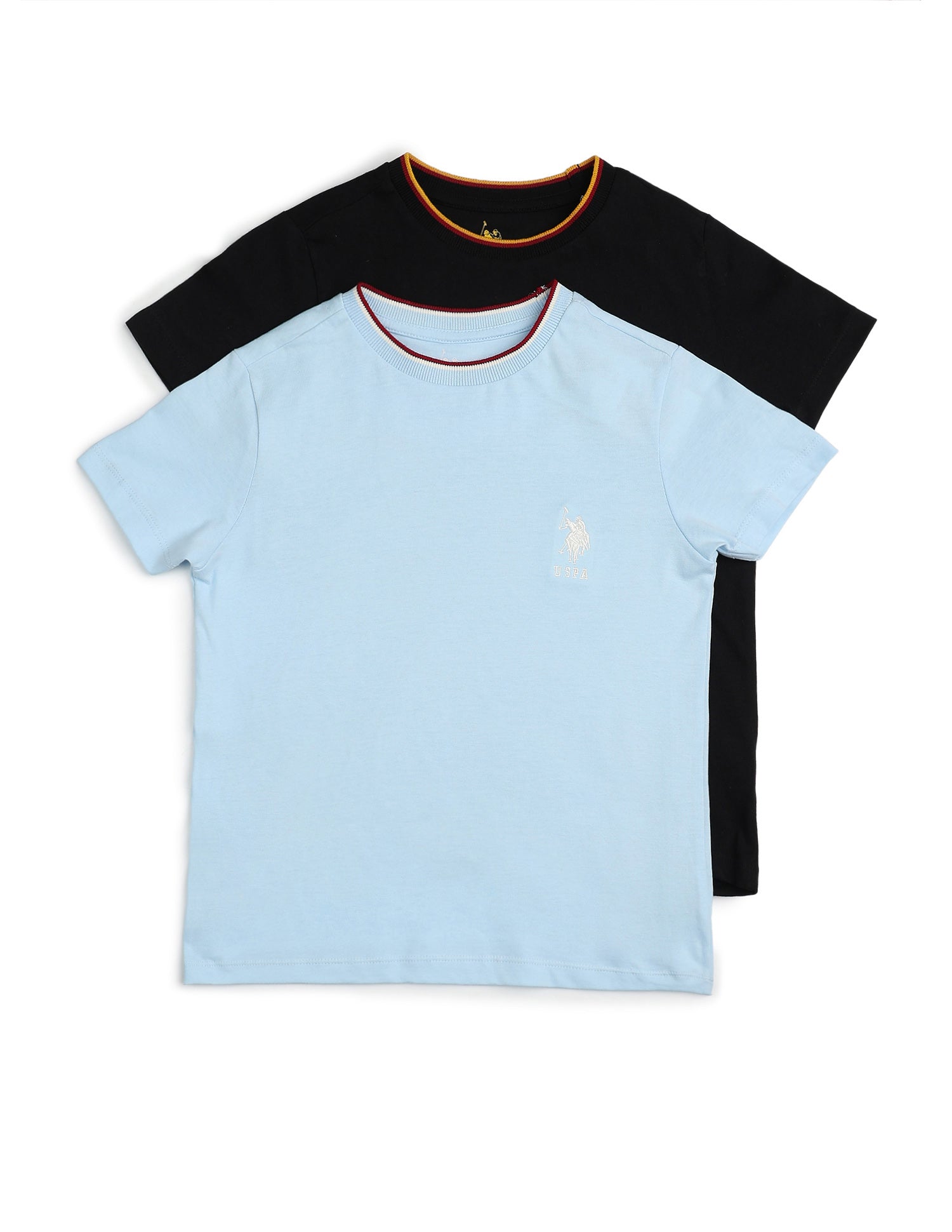 Boys Solid Regular Fit T-Shirt - Pack Of 2 Blue and Black - U.S. POLO ASSN. | Large