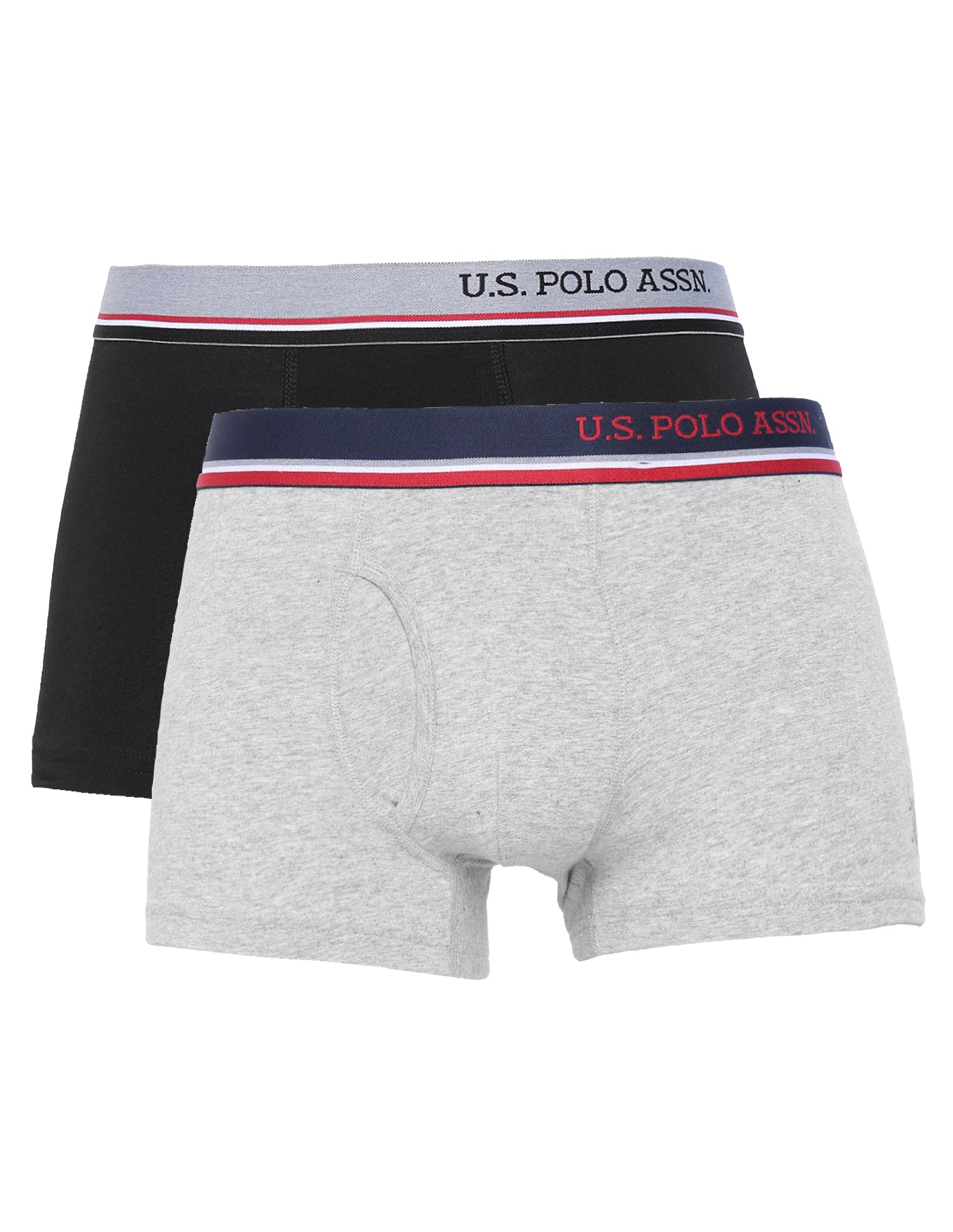 Men's Cotton Trunk - Pack Of 2 Black, Grey Melange - U.S. Polo Assn. India | Large