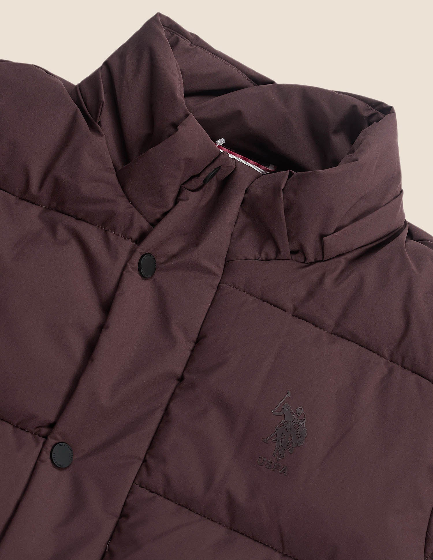 Hooded Regular Fit Puffer Jacket Wine - U.S. Polo Assn. India | Large