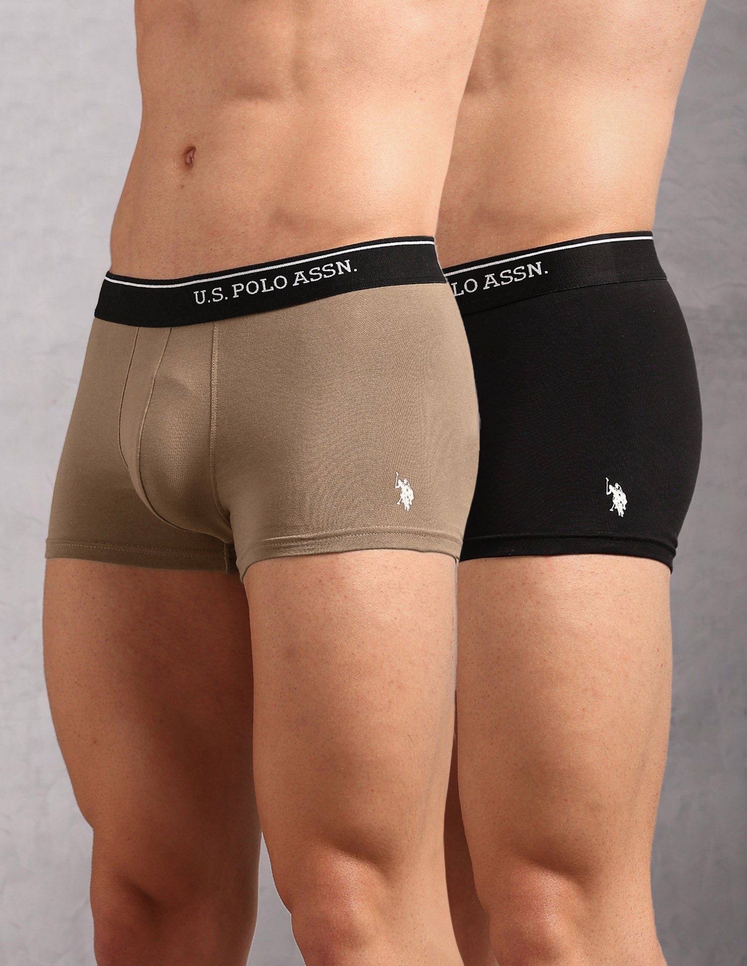 Cotton Stretch Breathable OET18 Trunks - Pack Of 2 Uspa Black and Cocoa Cream - U.S. POLO ASSN. | Large