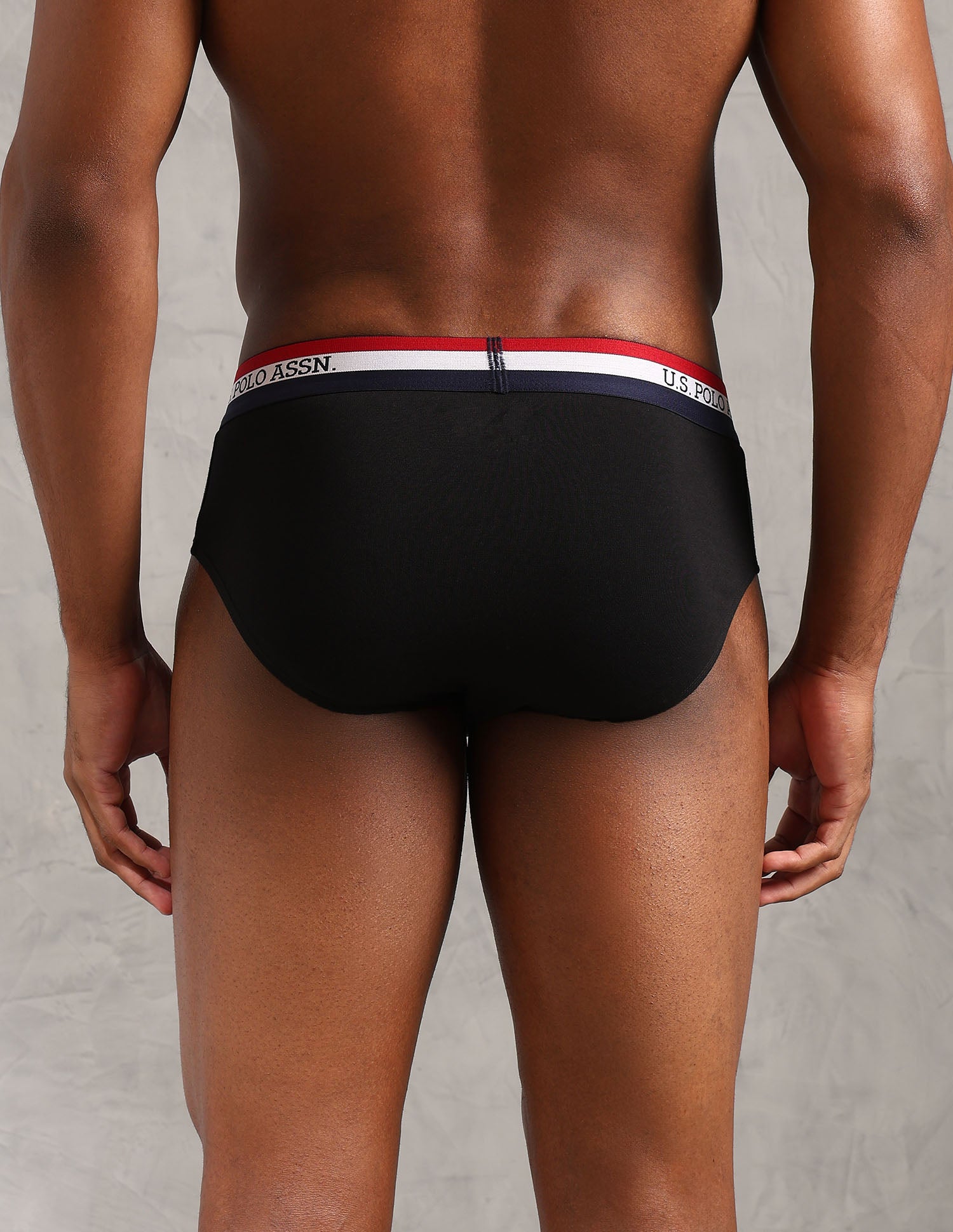 Striped Waistband EB002 Briefs - Pack Of 3 Navy, Iron Gate and Black - U.S. POLO ASSN. | Large