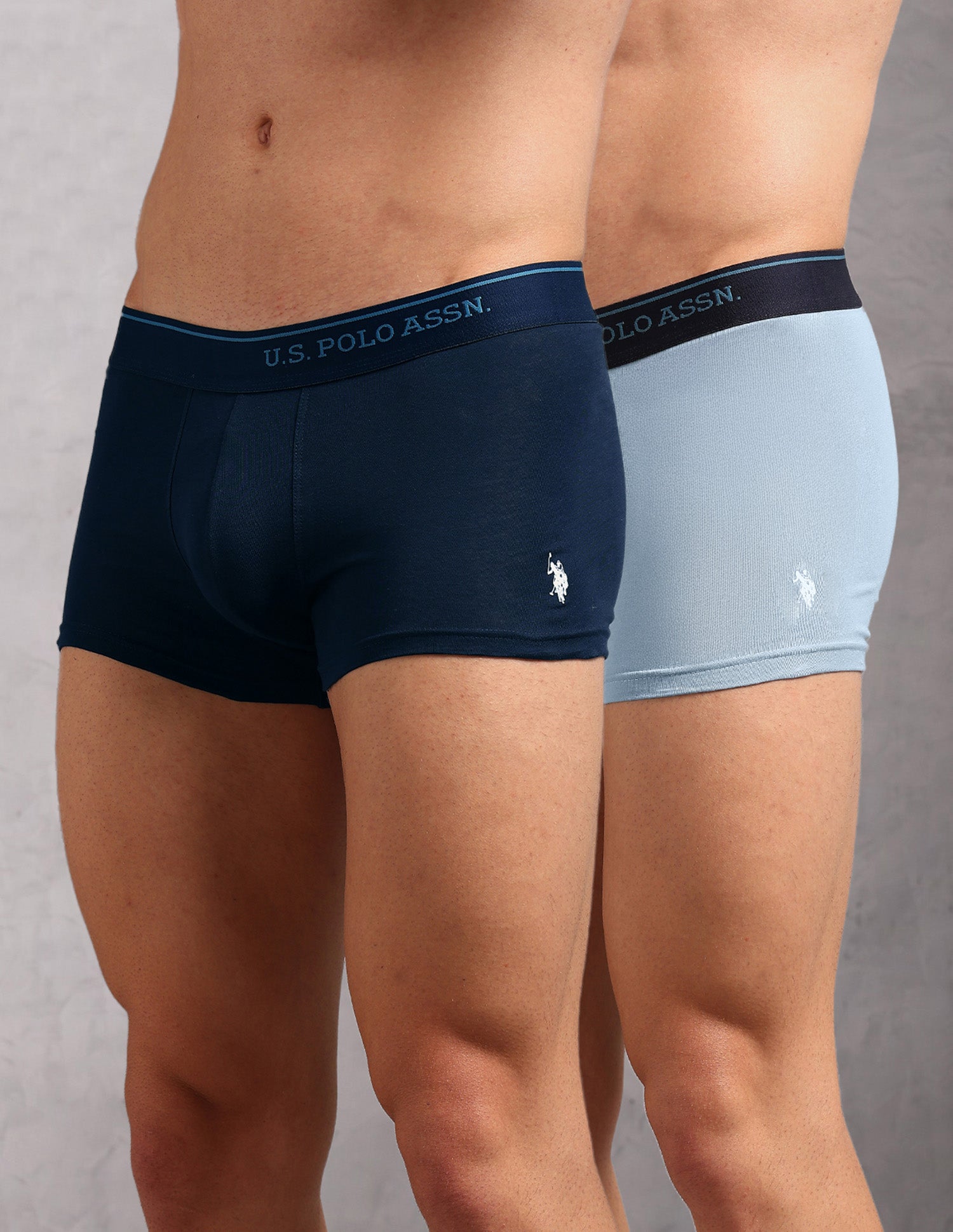 Cotton Stretch Breathable OET18 Trunks - Pack Of 2 Uspa Navy and Blue Fog - U.S. POLO ASSN. | Large