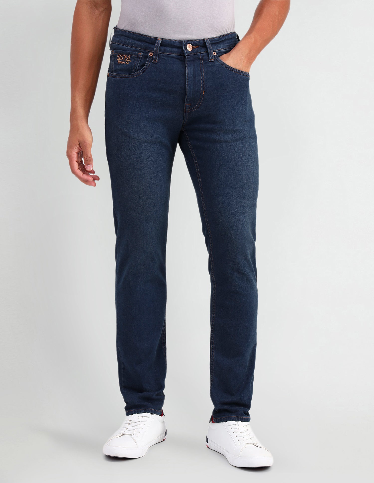 Brandon Slim Tapered Fit Blue Jeans Blue - U.S. Polo Assn. India | Large