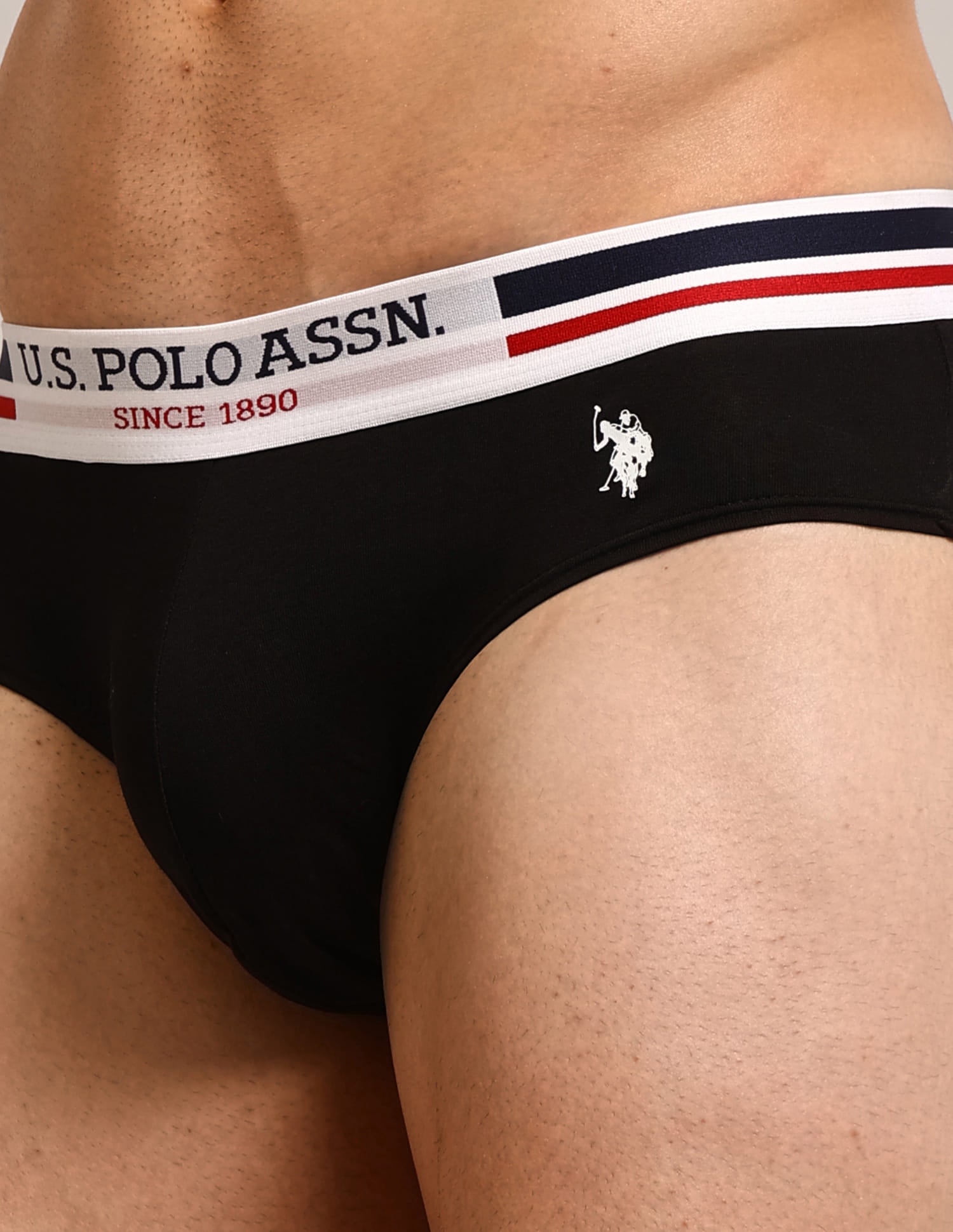 Logo Waistband Solid I006-P5 Briefs - Pack Of 5 Multi-colour - U.S. Polo Assn. India | Large