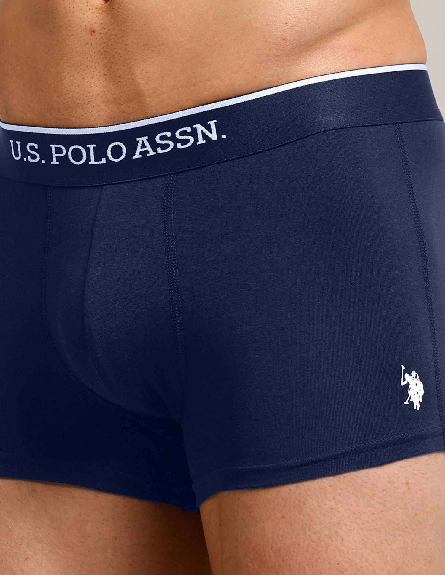 Solid Mid Rise ET004-P5 Trunks - Pack Of 5 Multi-colour - U.S. Polo Assn. India | Large