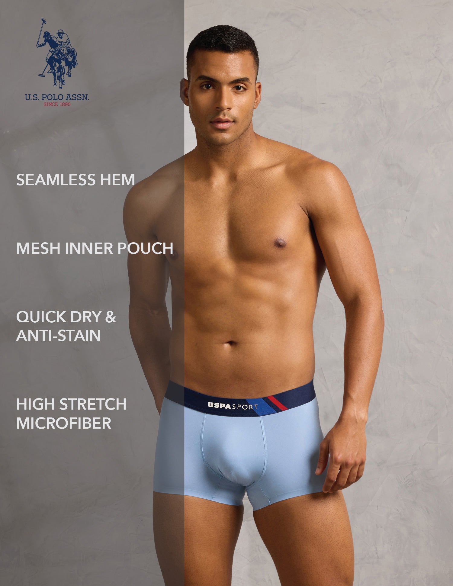 Micro Fibre High Stretch Trunk Clear Sky - U.S. POLO ASSN. | Large