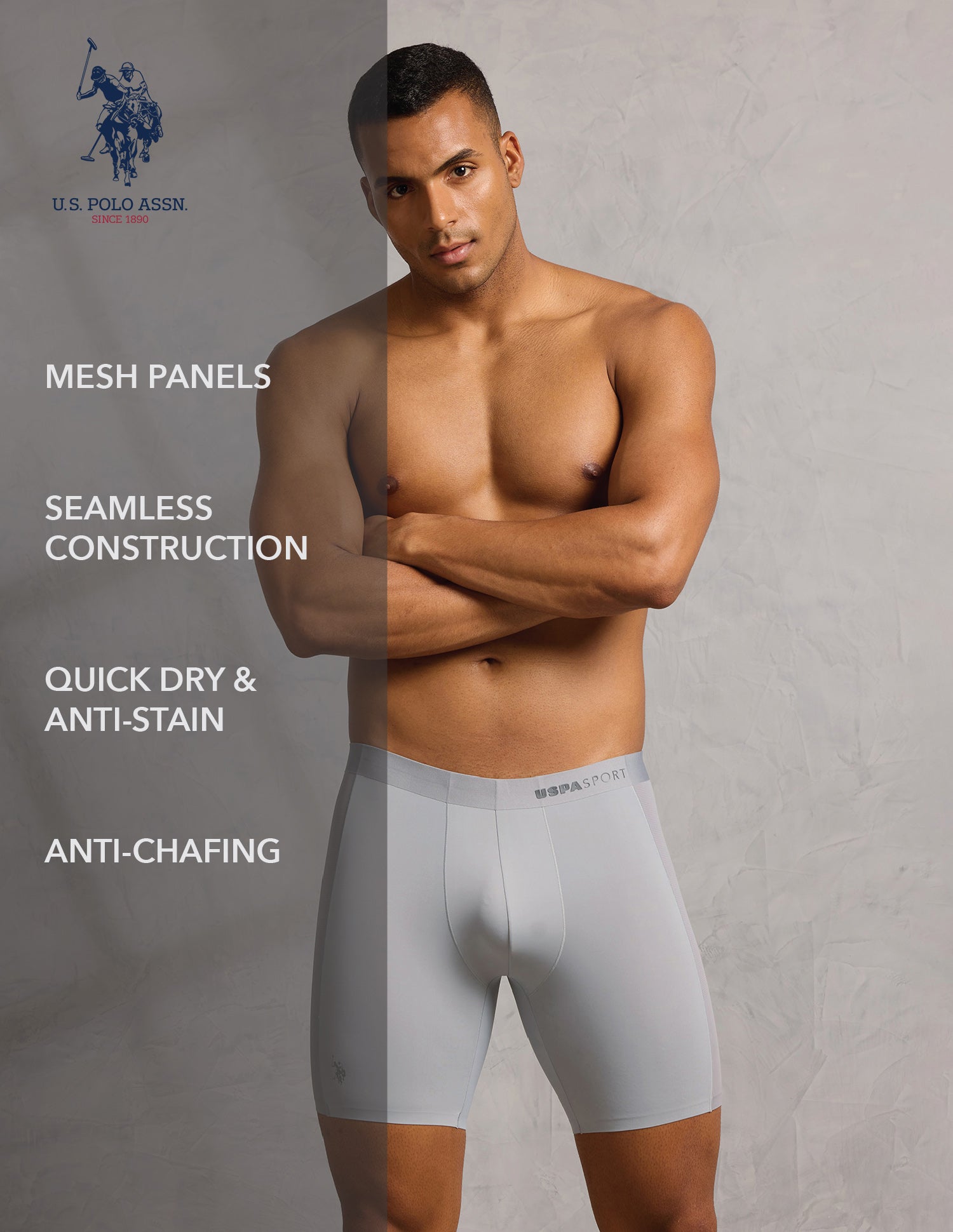 Micro Fibre Seamless Long Trunk Grey - U.S. POLO ASSN. | Large