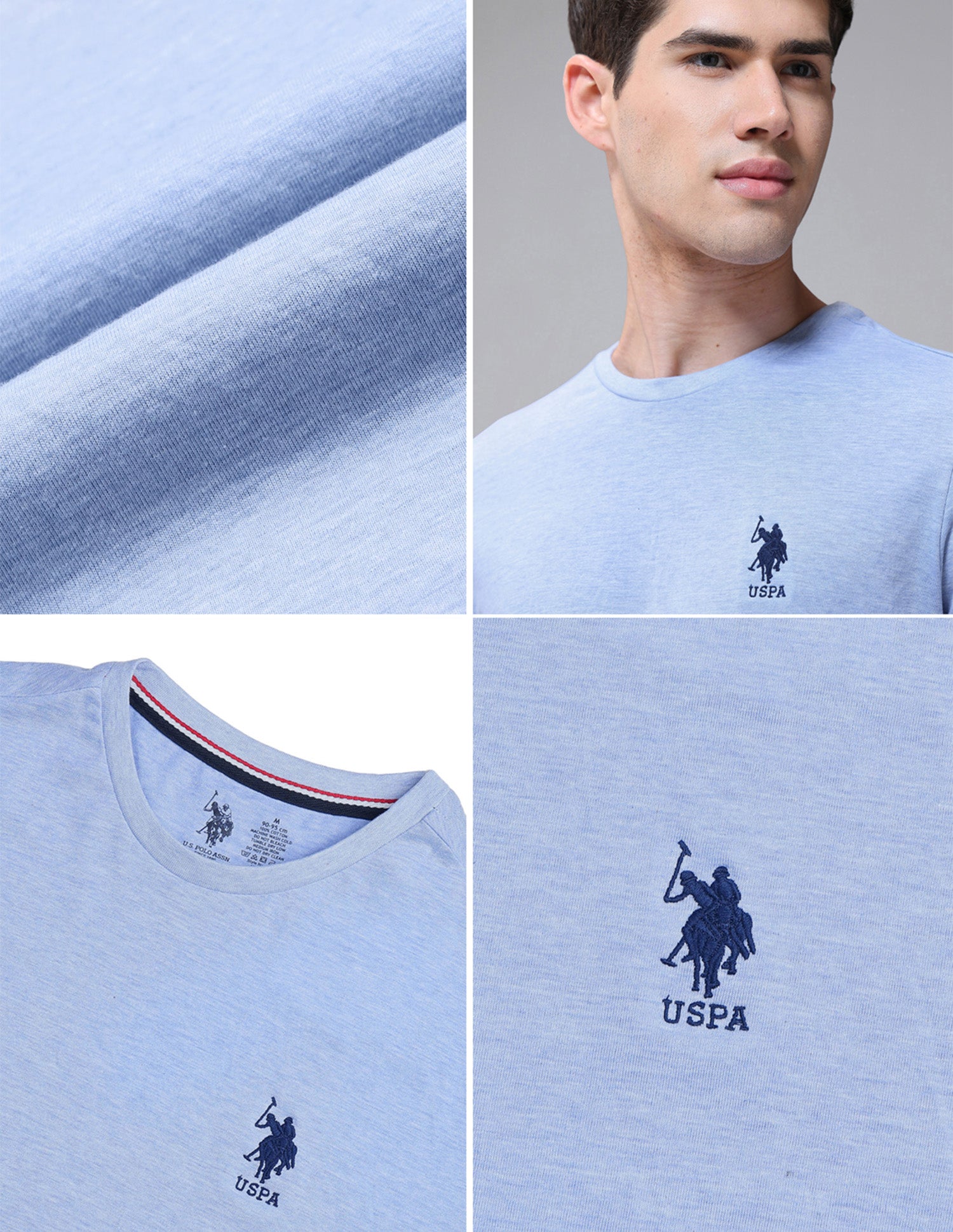 Tonal Logo Cotton 1633 Lounge T-Shirt - Pack Of 2 Blue and Black - U.S. Polo Assn. India | Large
