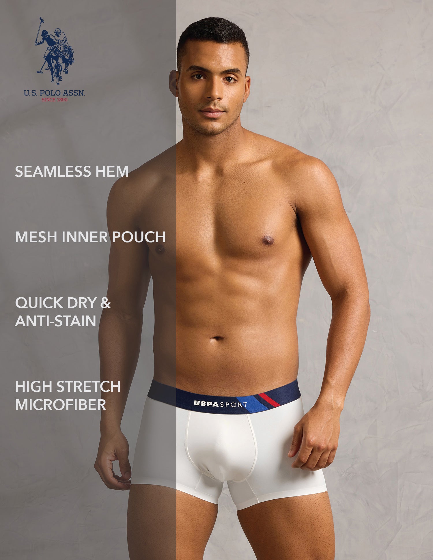 Micro Fibre High Stretch Trunk White - U.S. POLO ASSN. | Large