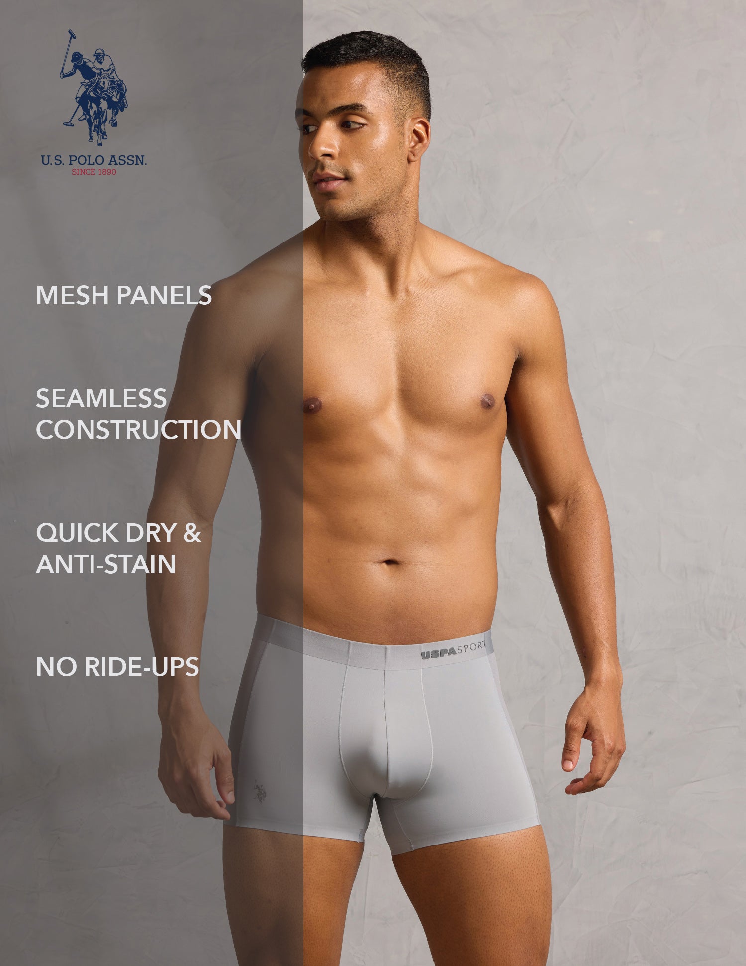 Micro Fibre Seamless High Stretch Trunk Grey - U.S. POLO ASSN. | Large