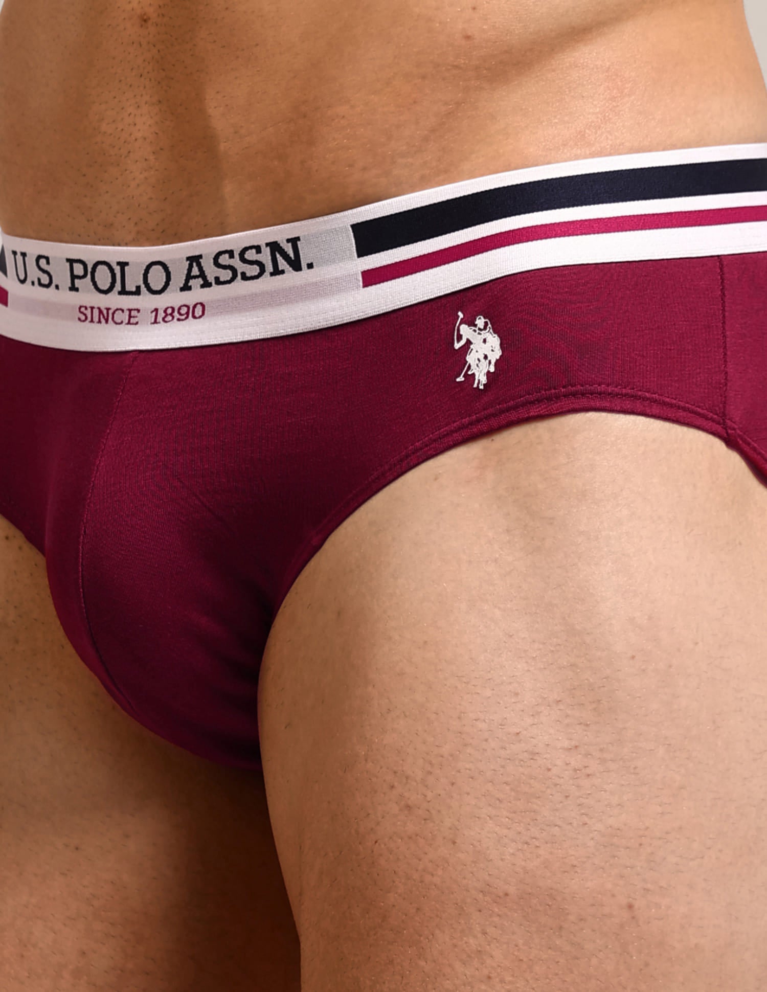 Logo Waistband Solid I006-P5 Briefs - Pack Of 5 Multi-colour - U.S. Polo Assn. India | Large