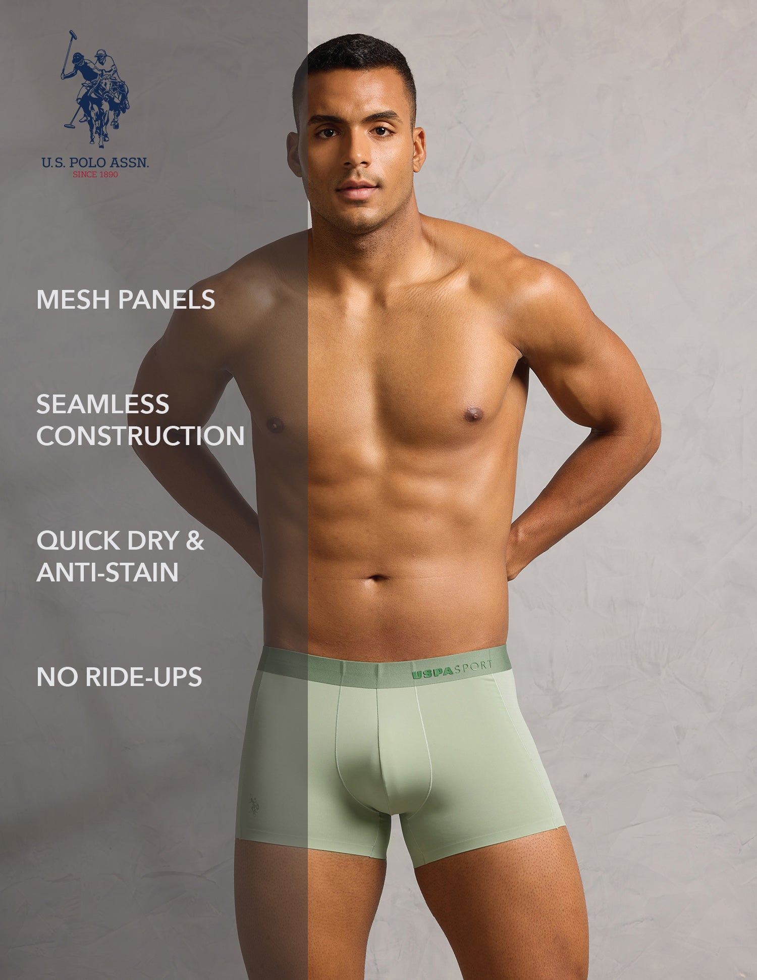 Micro Fibre Seamless High Stretch Trunk Pastel Green - U.S. POLO ASSN. | Large