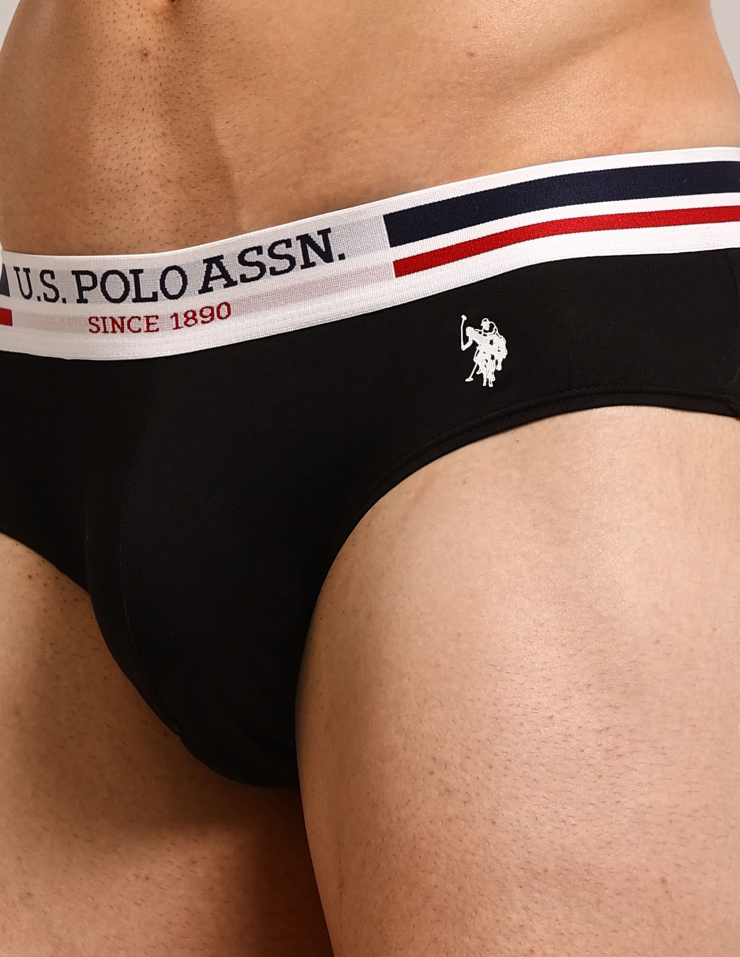 Solid Cotton I006-P5 Briefs - Pack Of 5 Multi-colour - U.S. Polo Assn. India | Large
