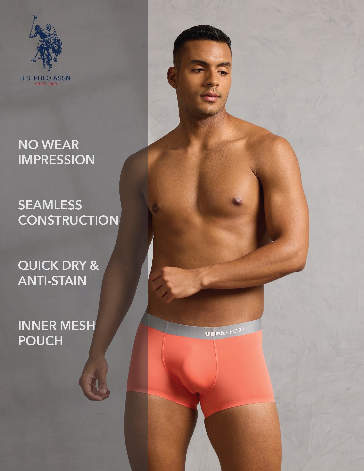 Micro Fibre Seamless Ultra-Light Trunk Orange - U.S. POLO ASSN. | Large