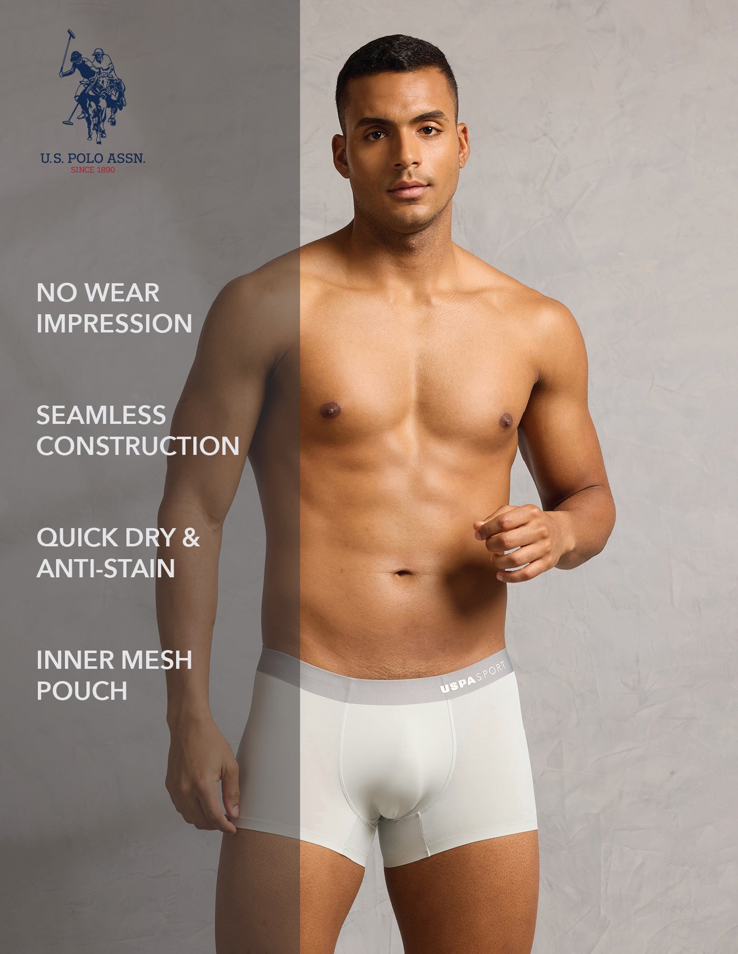 Micro Fibre Seamless Ultra-Light Trunk Oyester Mushroom - U.S. POLO ASSN. | Large