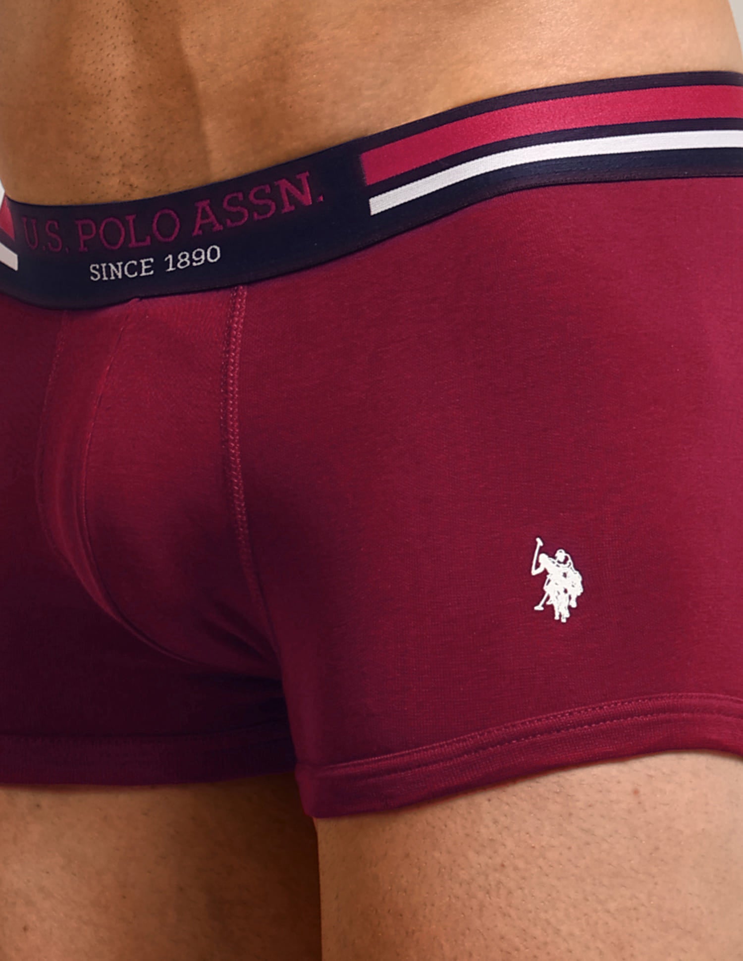 Solid Logo Waistband I641-P5 Trunks - Pack Of 5 Multi-colour - U.S. Polo Assn. India | Large