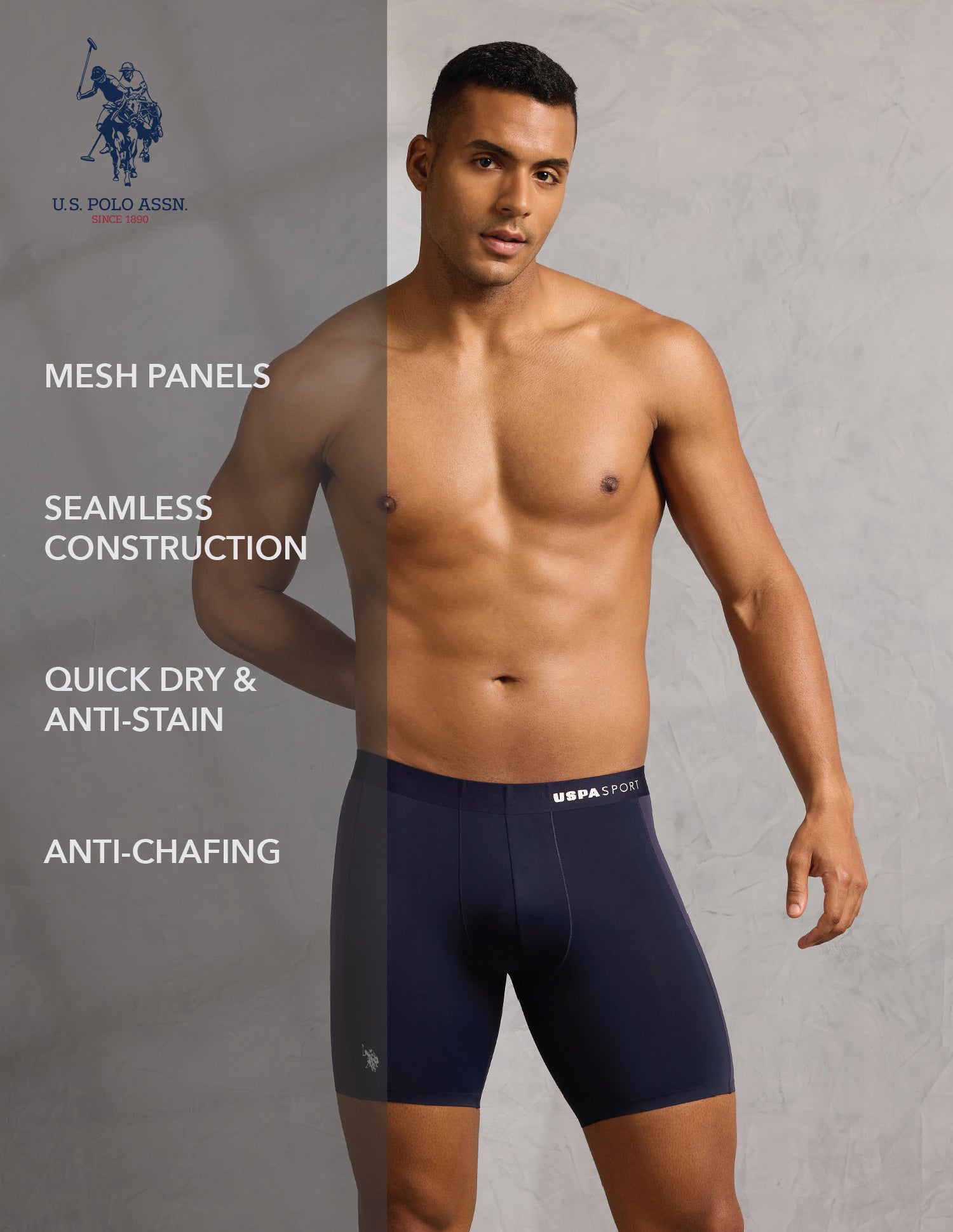 Micro Fibre Seamless Long Trunk Navy - U.S. POLO ASSN. | Large