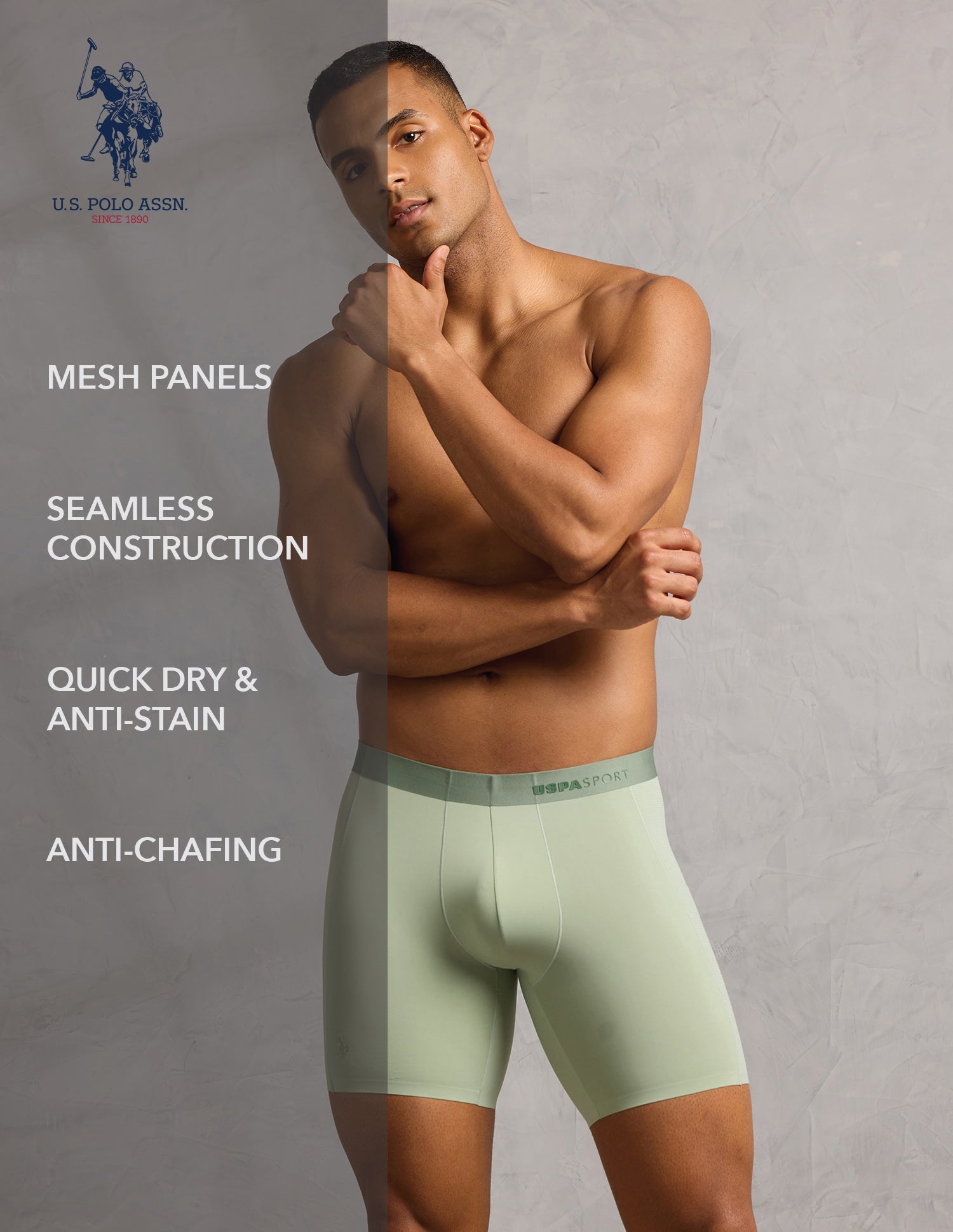 Micro Fibre Seamless Long Trunk Pastel Green - U.S. POLO ASSN. | Large