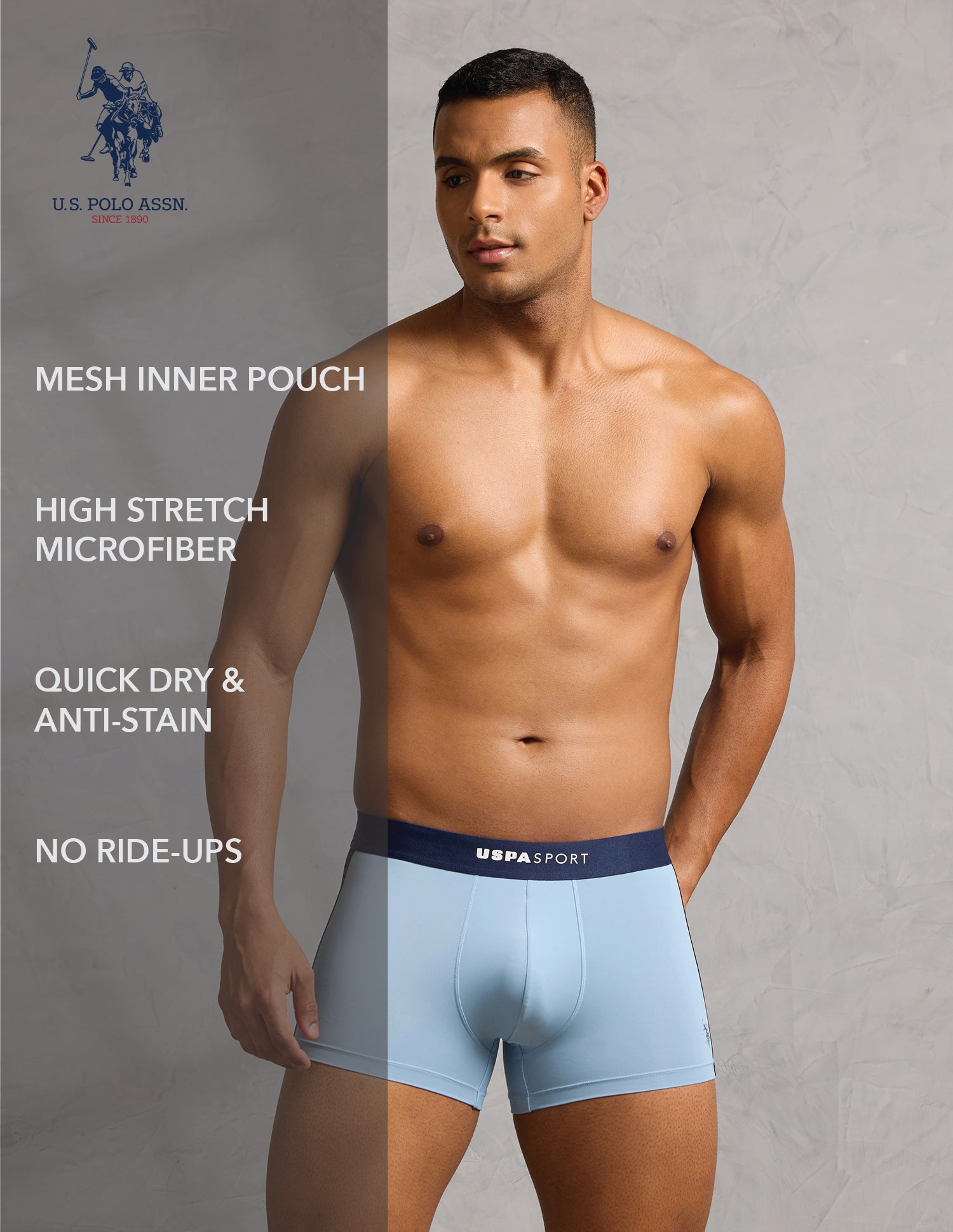 Micro Fibre High Stretch Performance Trunk Clear Sky - U.S. POLO ASSN. | Large