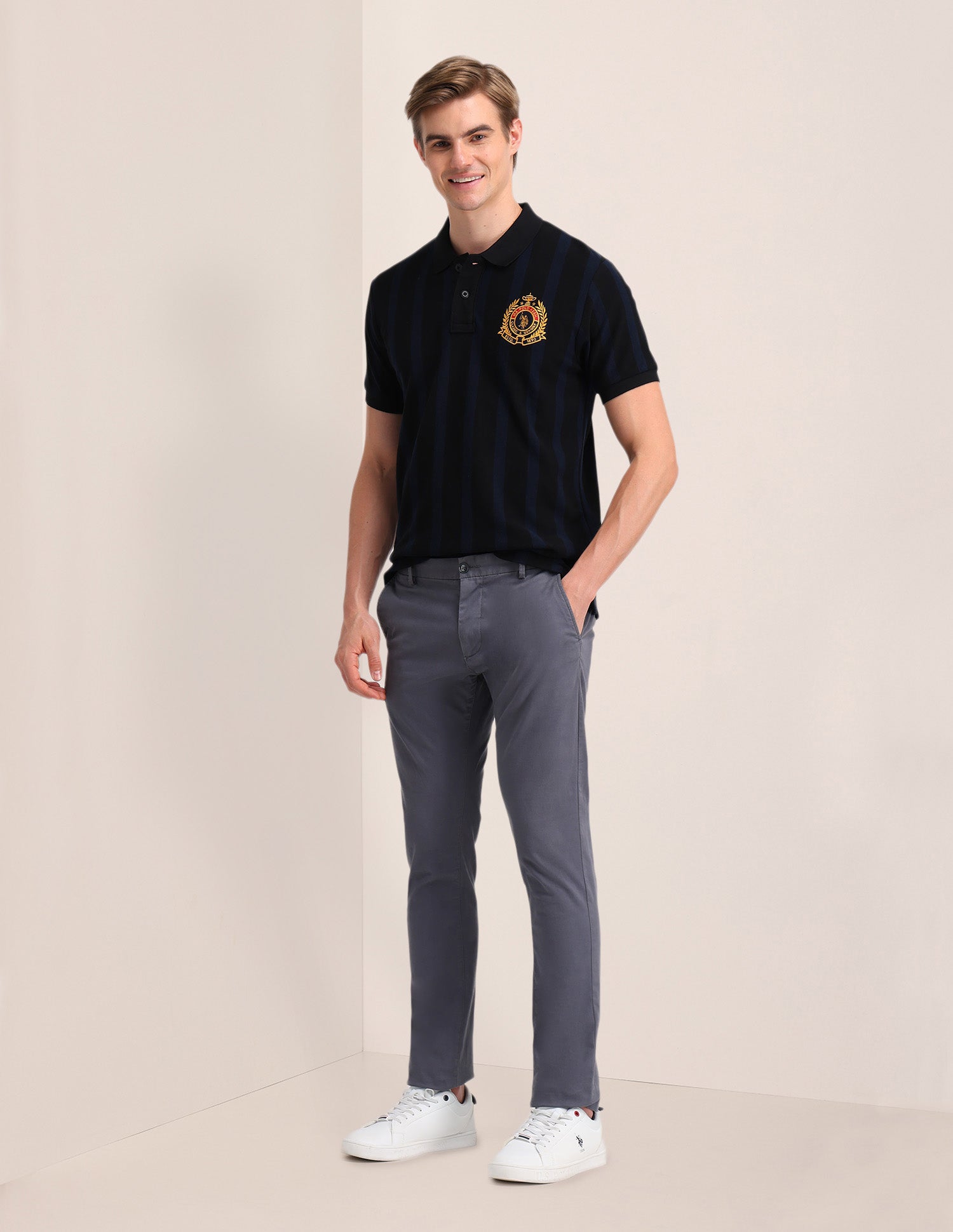 Solid Slim Fit Polo Shirt Navy - U.S. POLO ASSN. | Large