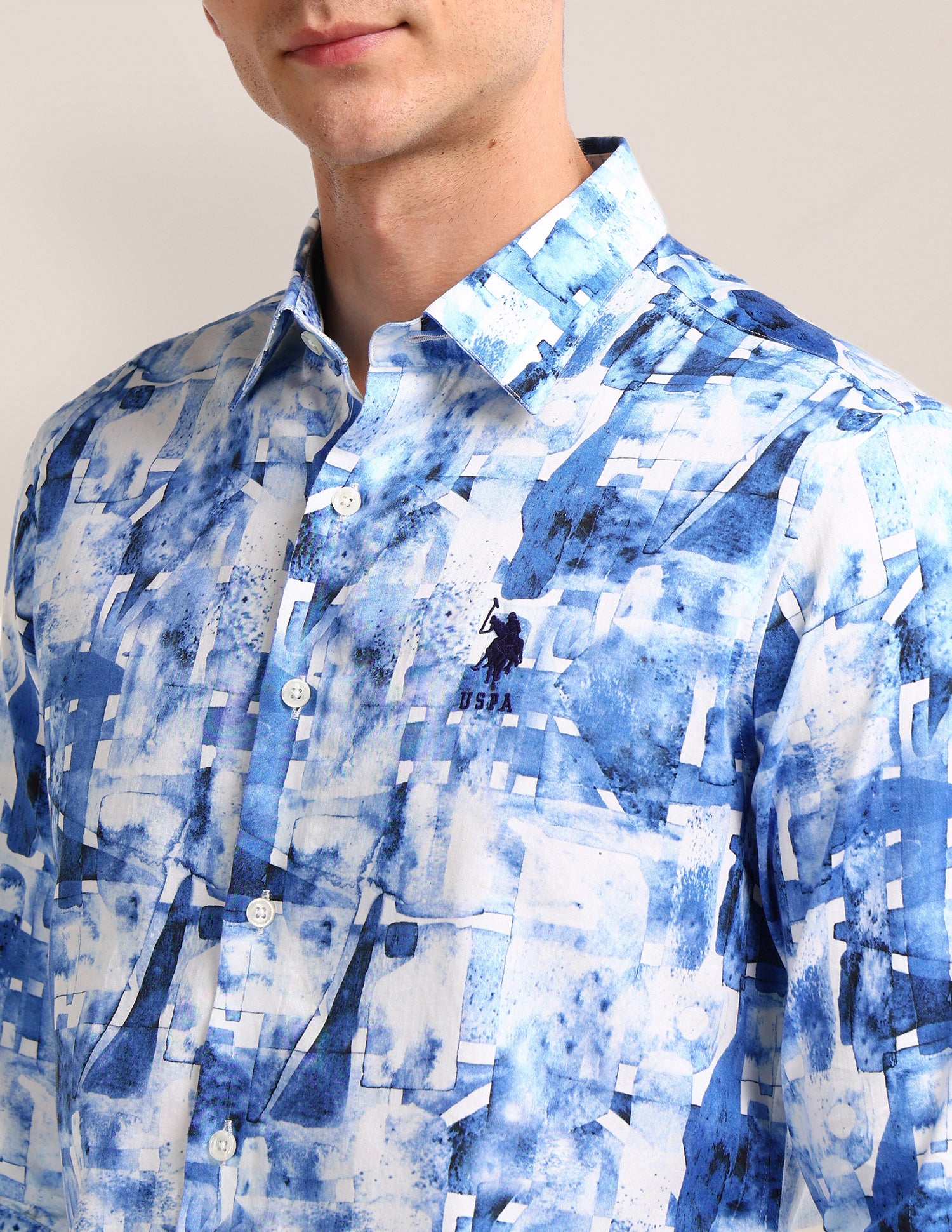 Abstract Regular Fit Shirt Blue - U.S. POLO ASSN. | Large