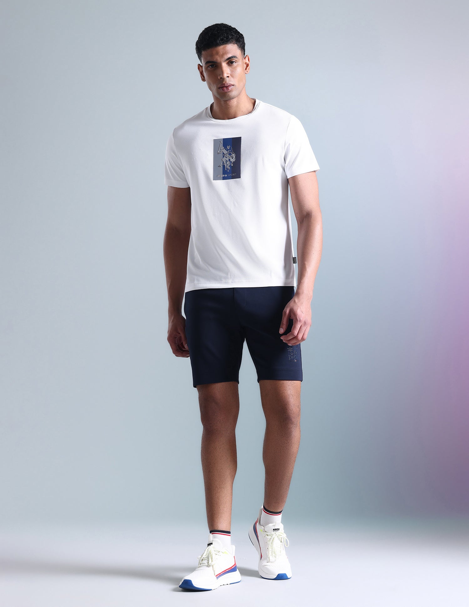 Slim Fit Honeycomb T-Shirt White - U.S. Polo Assn. India | Large