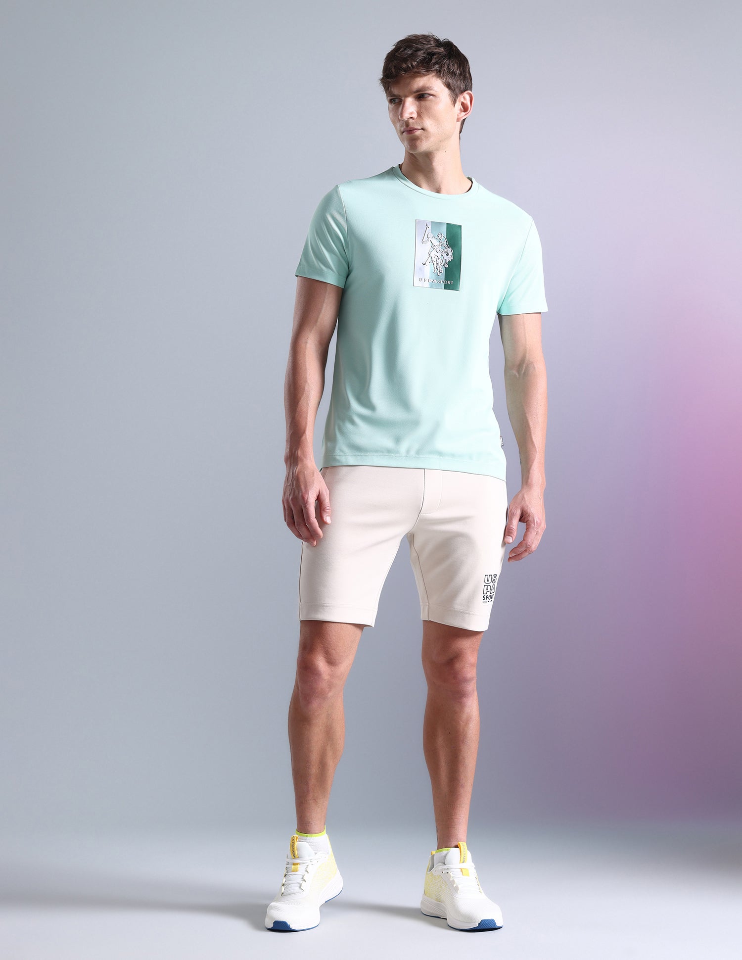 Slim Fit Honeycomb T-Shirt Mint - U.S. Polo Assn. India | Large