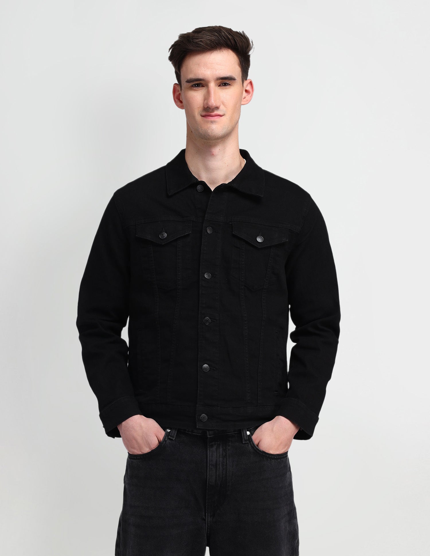 Solid Spread Collar Jacket Black - U.S. Polo Assn. India | Large