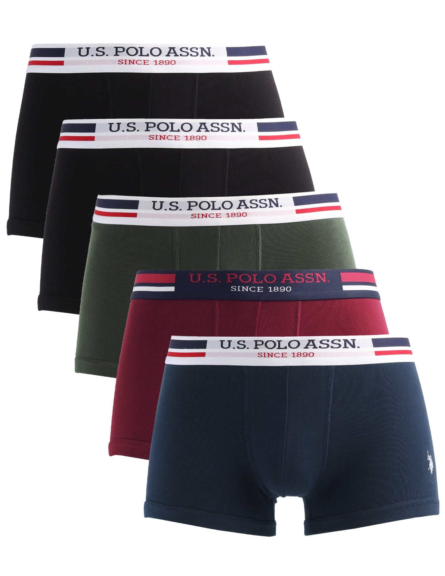 Solid Logo Waistband I641-P5 Trunks - Pack Of 5 Multi-colour - U.S. Polo Assn. India | Large