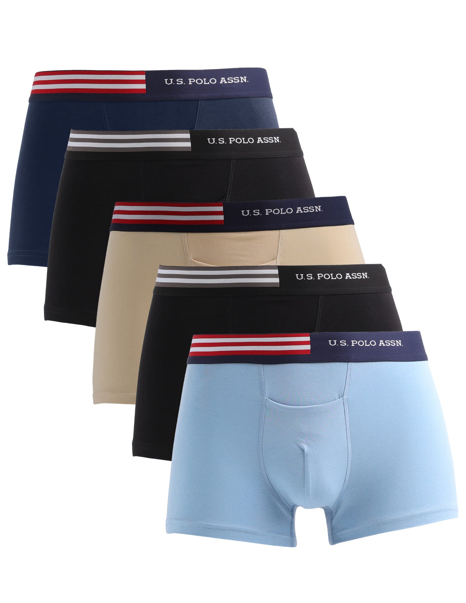 Elastic Waistband Solid OET06-P5 Trunks - Pack Of 5 Multi-colour - U.S. Polo Assn. India | Large